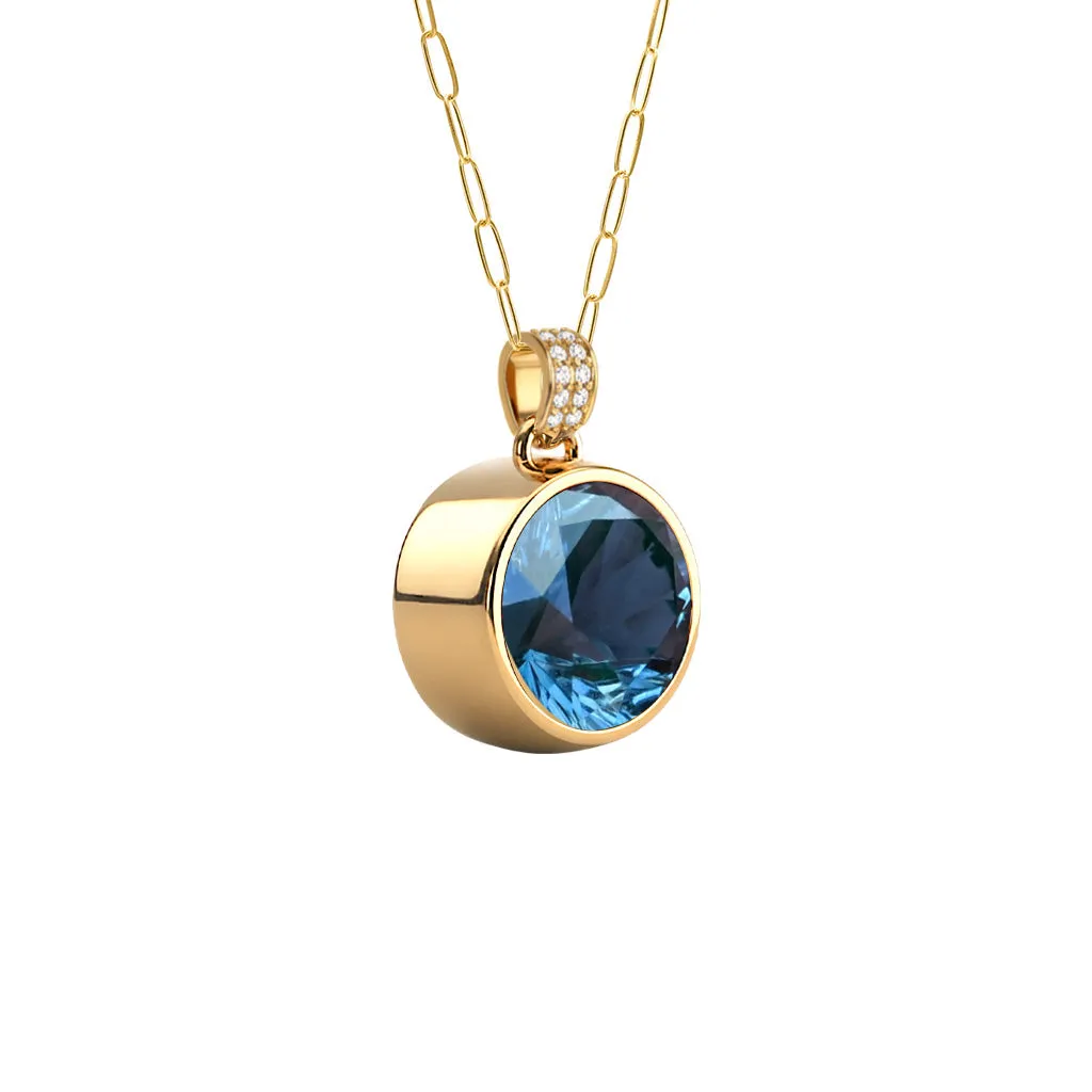 Jamestown Atlantic Blue Topaz Pendant with Diamond Bail in 14k Gold (December) sold by Haverhill product image thumbnail 4