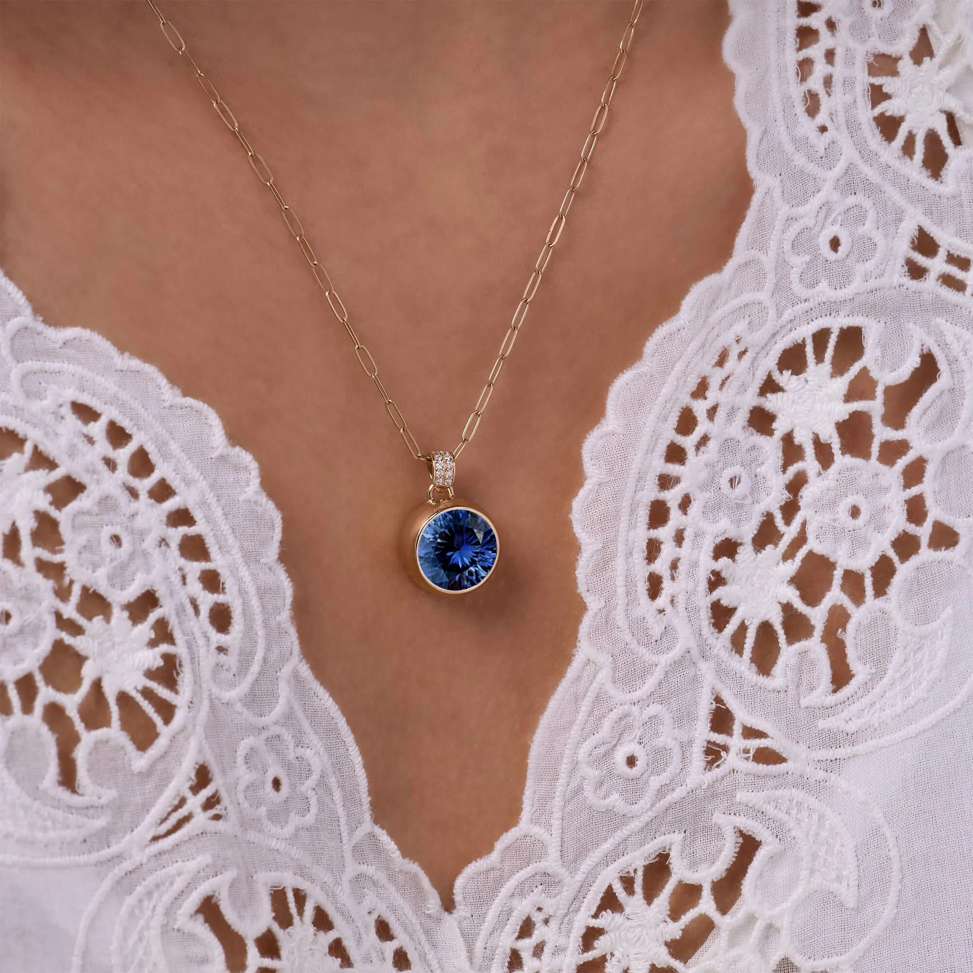 Jamestown Sapphire Pendant with Diamond Bail in 14k Gold (September) sold by Haverhill product image thumbnail 3