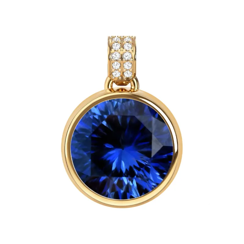 Jamestown Sapphire Pendant with Diamond Bail in 14k Gold (September) made by Haverhill