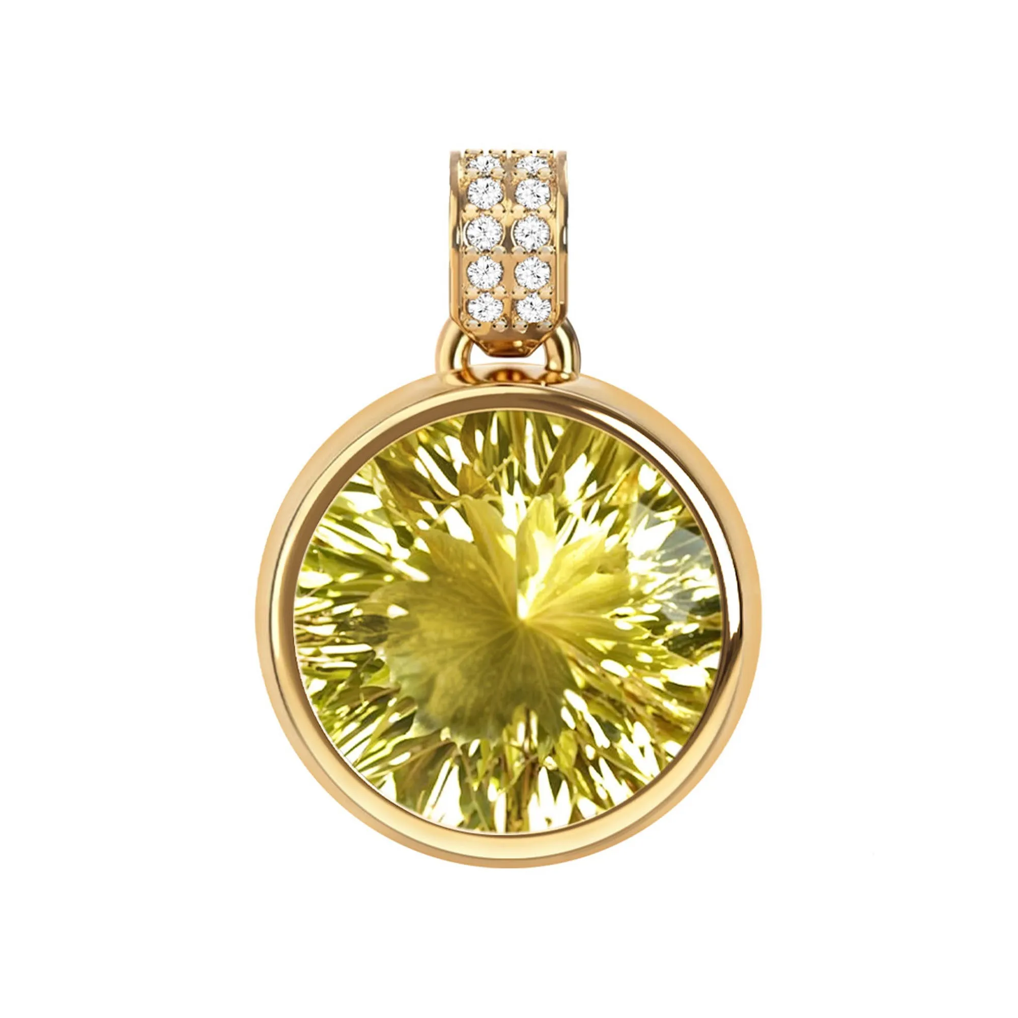 Jamestown Lemon Verbena Quartz Pendant with Diamond Bail in 14k Gold (August) sold by Haverhill