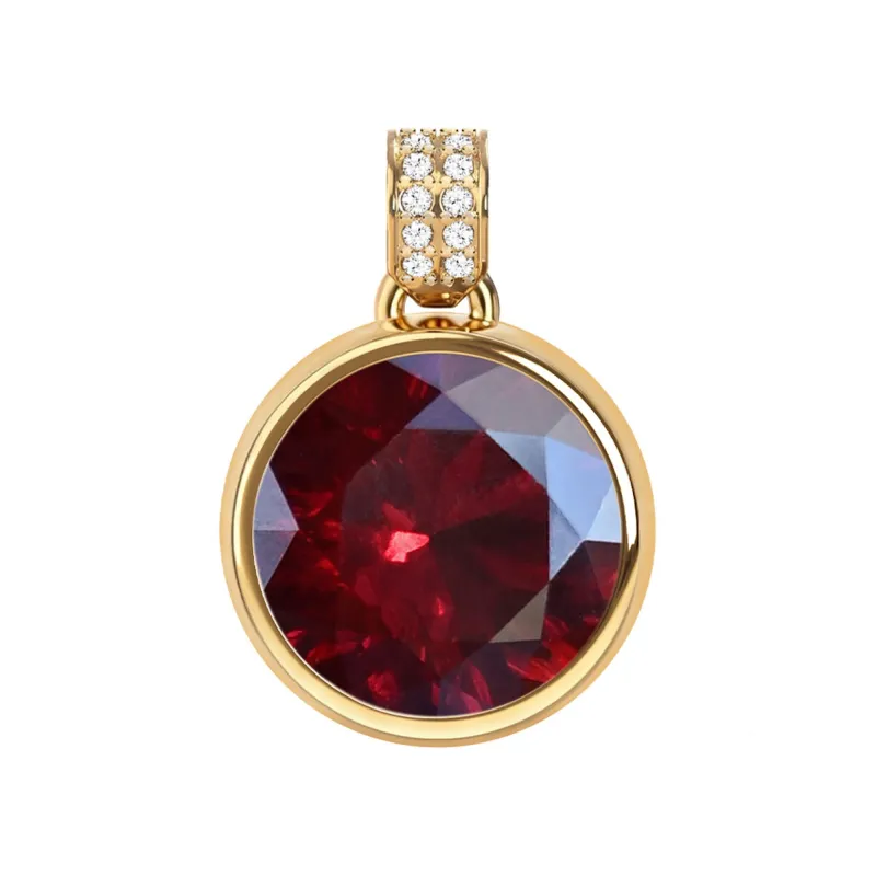 Jamestown Ruby Pendant with Diamond Bail in 14k Gold (July) made by Haverhill