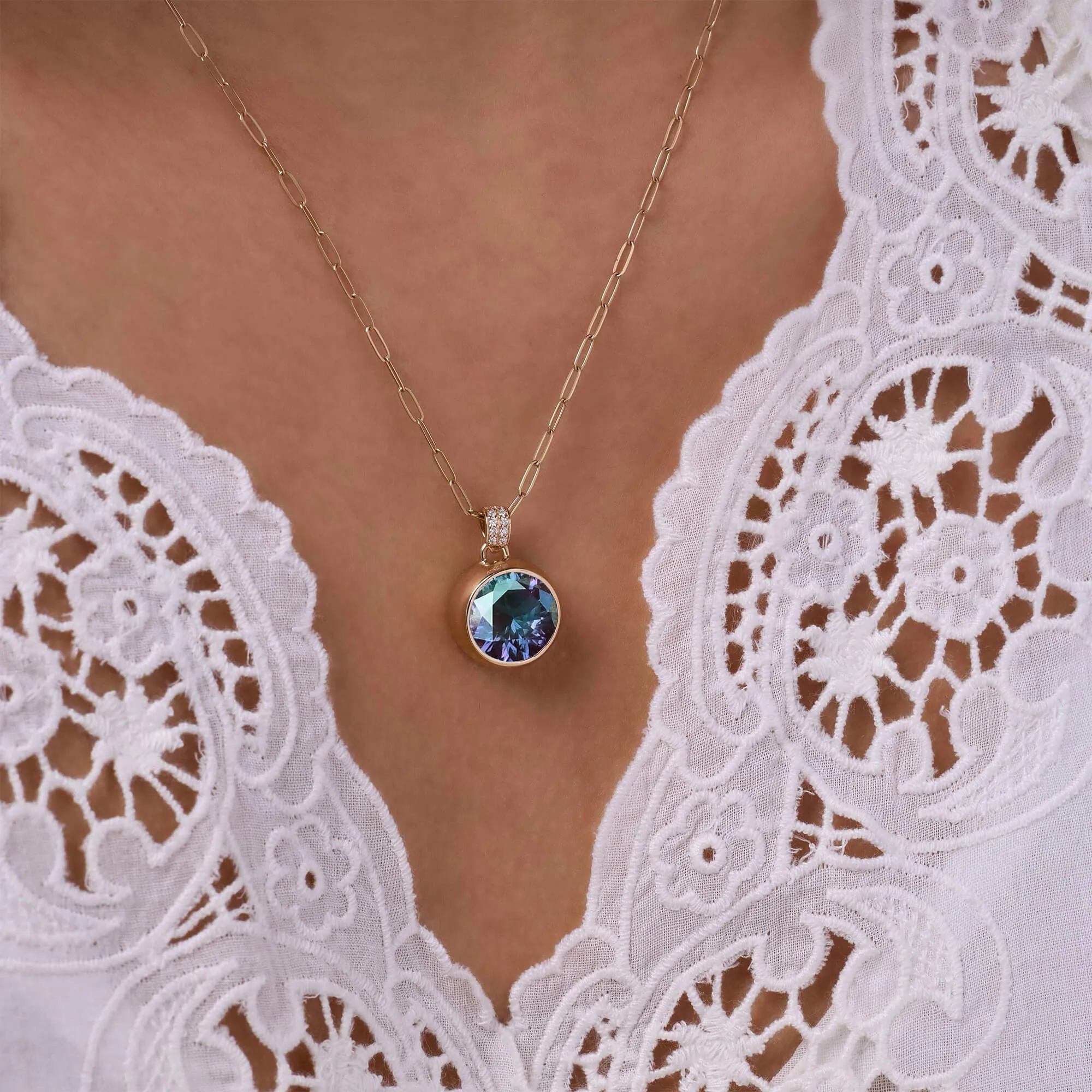 Jamestown Alexandrite Pendant with Diamond Bail in 14k Gold (June) sold by Haverhill product image thumbnail 3