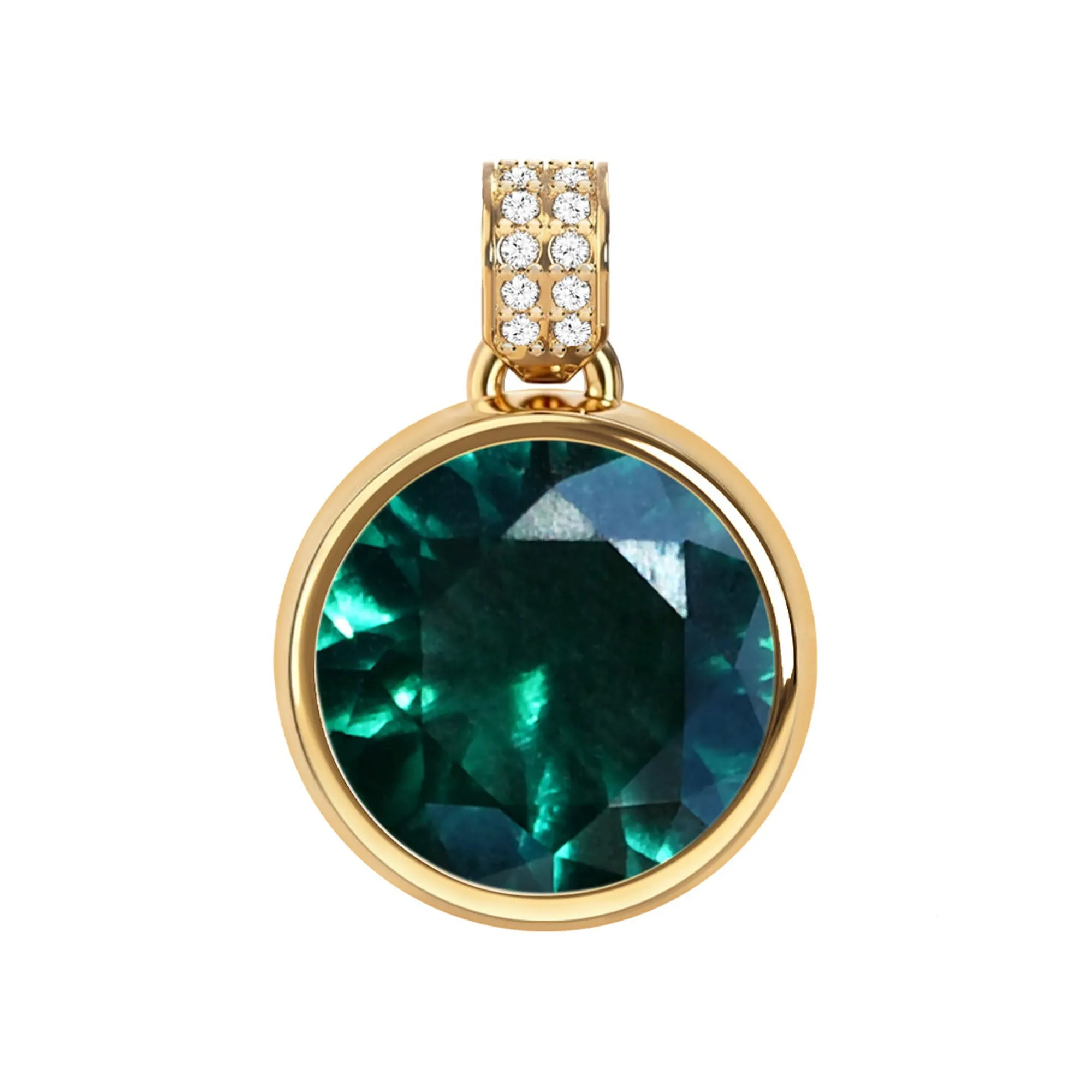 Jamestown Emerald Pendant with Diamond Bail in 14k Gold (May) sold by Haverhill