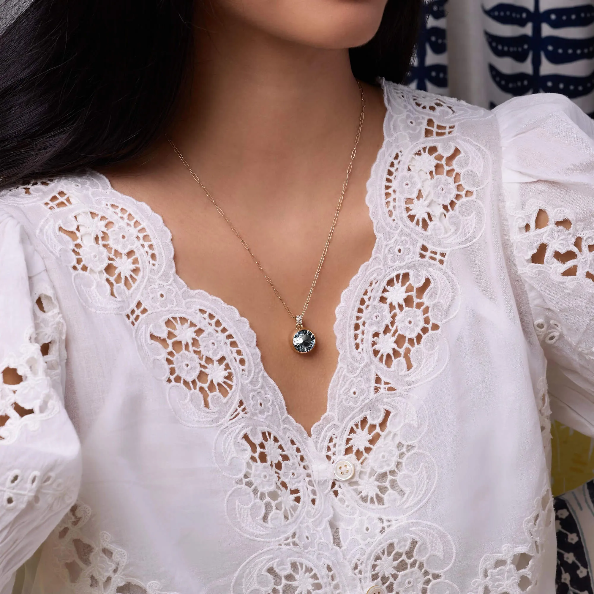 Jamestown White Topaz Pendant with Diamond Bail in 14k Gold (April) sold by Haverhill product image thumbnail 2