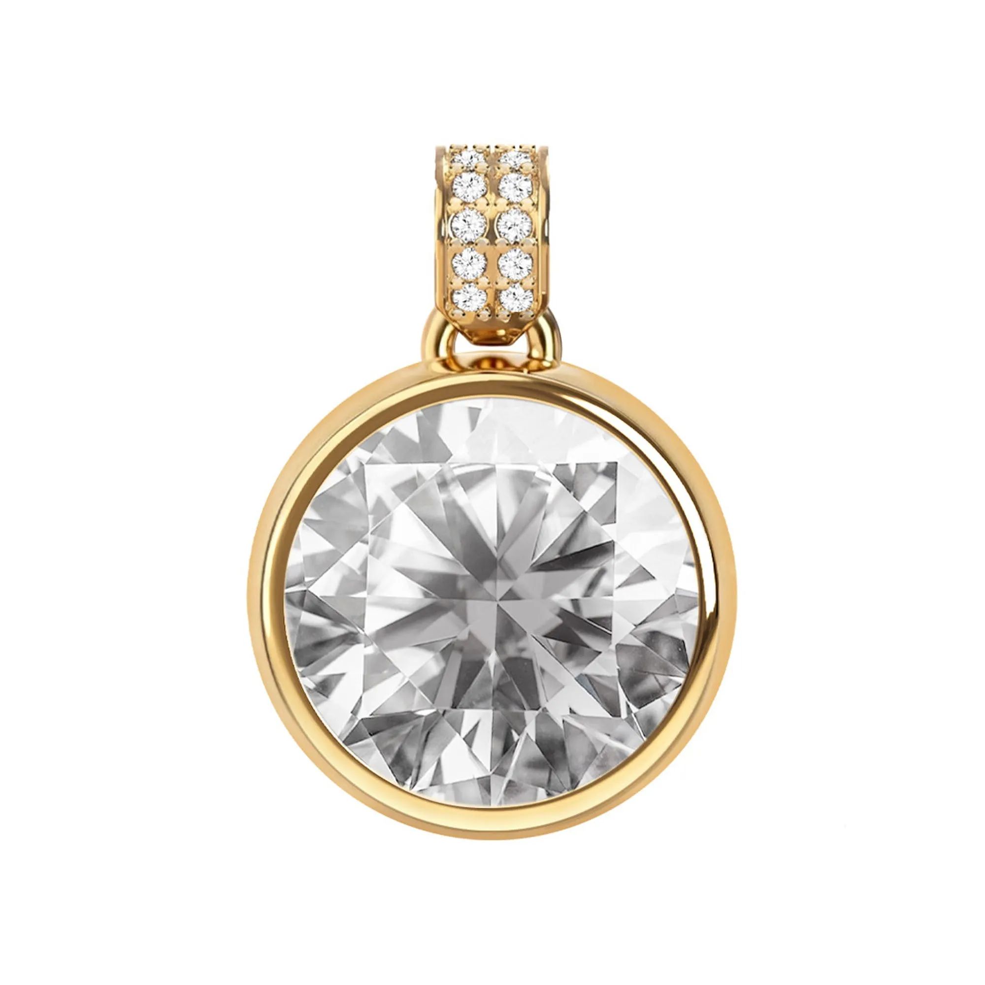 Jamestown White Topaz Pendant with Diamond Bail in 14k Gold (April) sold by Haverhill