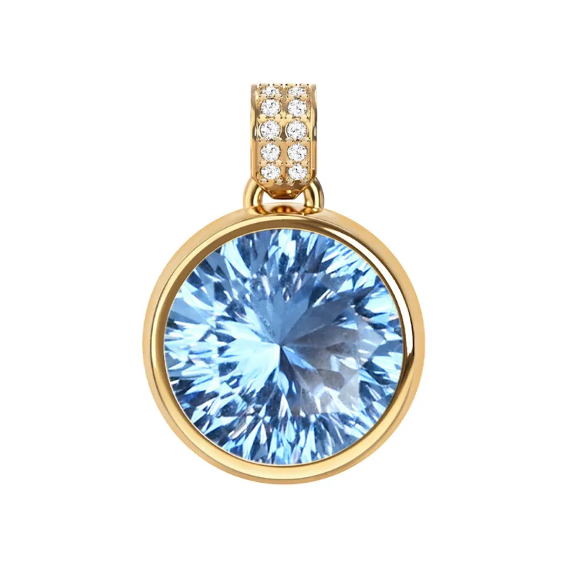 Jamestown Aquamarine Pendant with Diamond Bail in 14k Gold (March) made by Haverhill