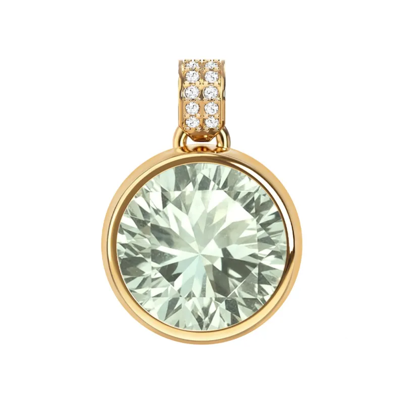 Jamestown Green Amethyst Pendant with Diamond Bail in 14k Gold (February) made by Haverhill