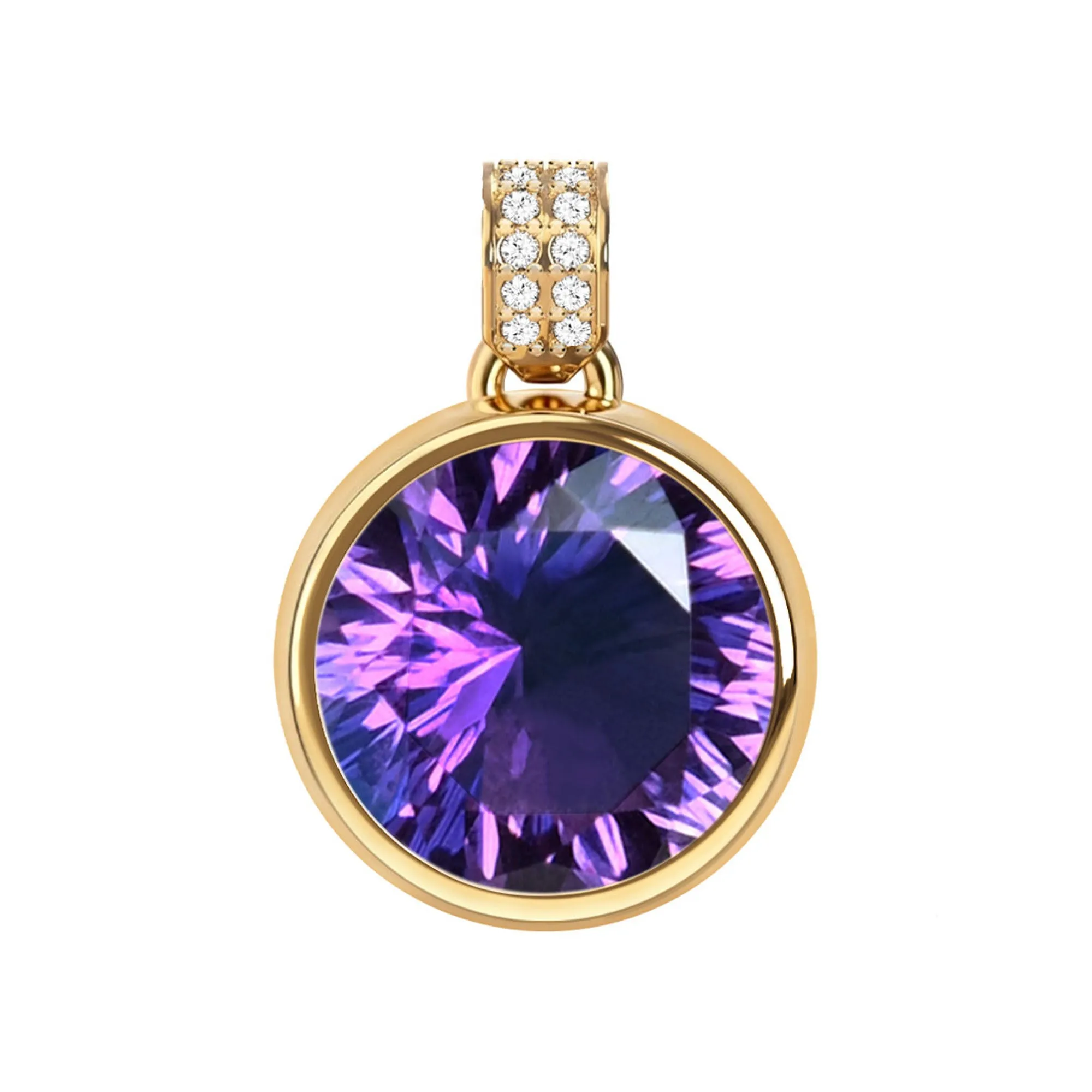 Jamestown Amethyst Pendant with Diamond Bail in 14k Gold (February) sold by Haverhill