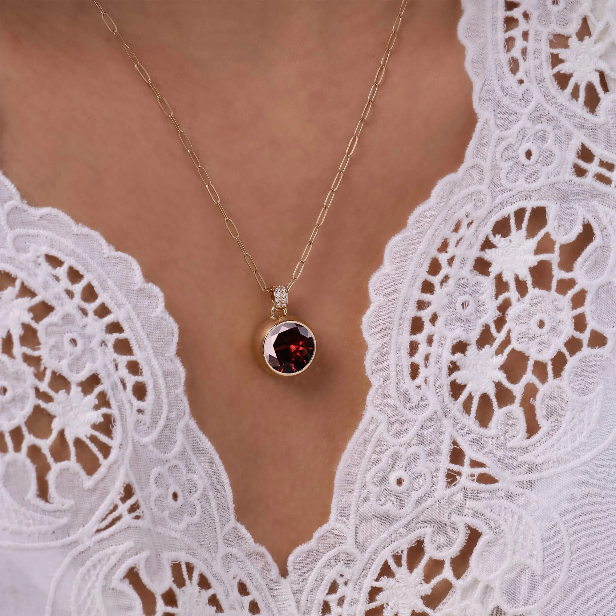 Jamestown Garnet Pendant with Diamond Bail in 14k Gold (January) sold by Haverhill product image thumbnail 3