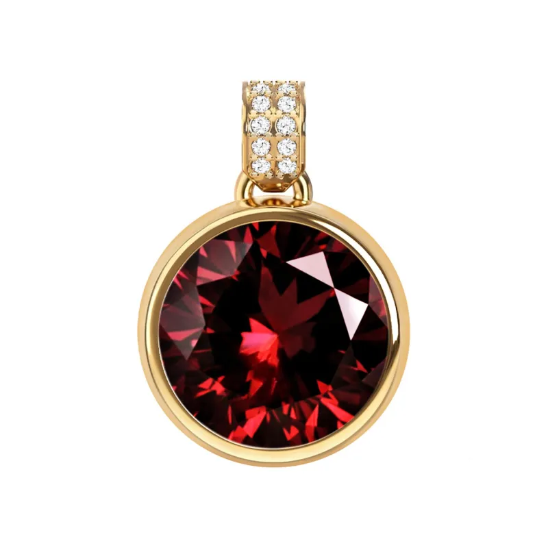 Jamestown Garnet Pendant with Diamond Bail in 14k Gold (January) made by Haverhill