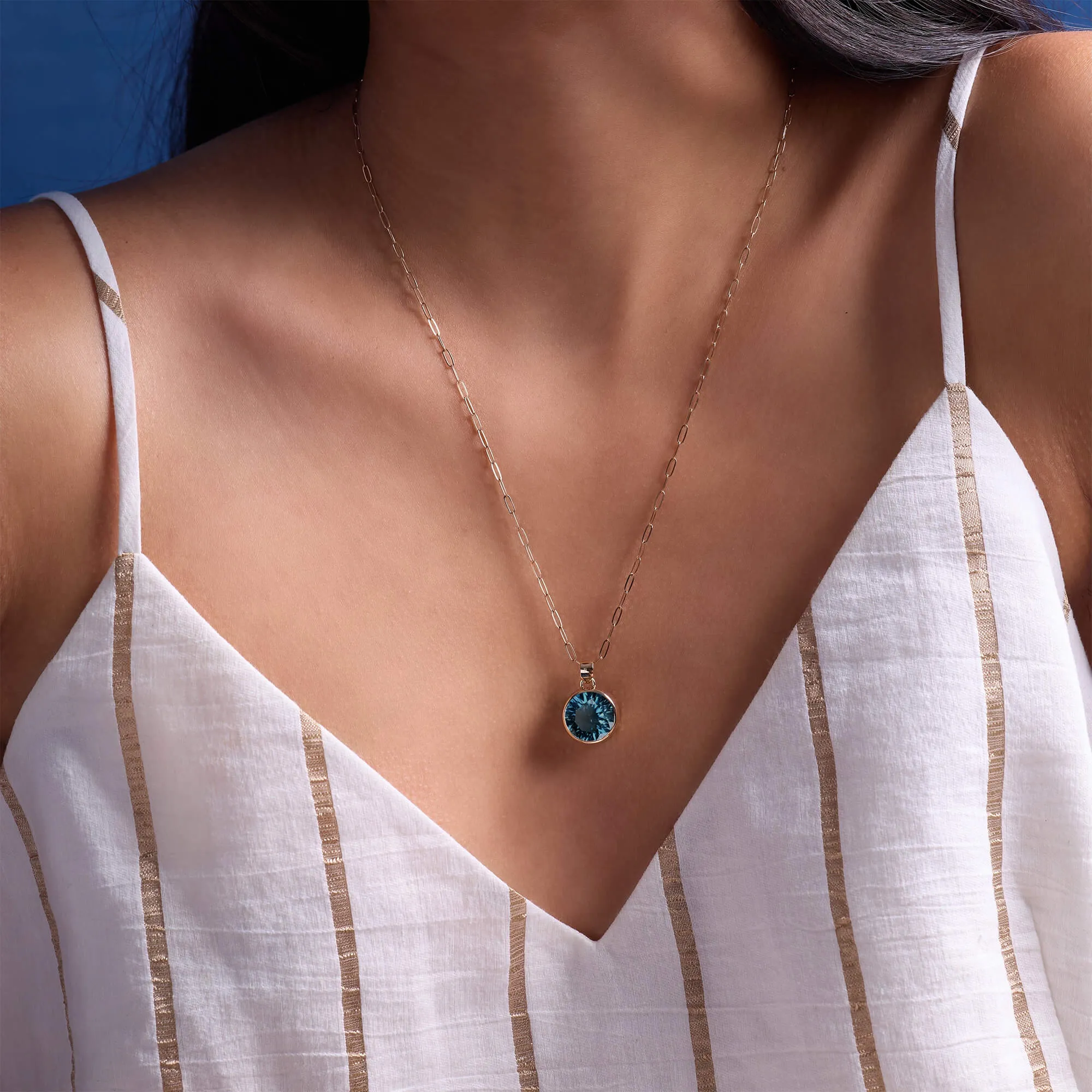 Jamestown Atlantic Blue Topaz Pendant in 14k Gold (December) sold by Haverhill product image thumbnail 2