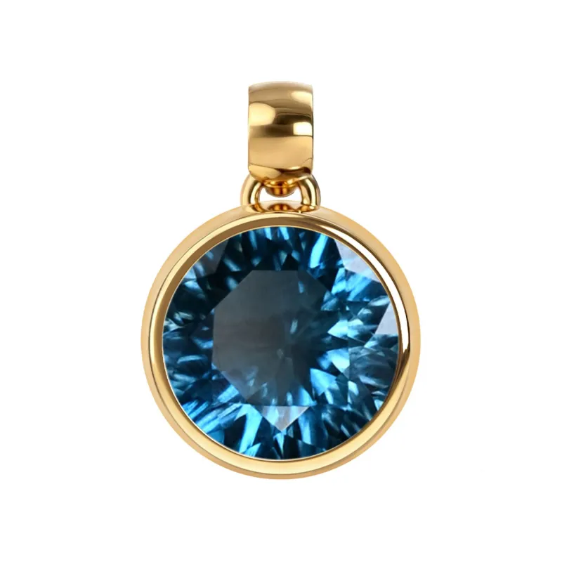 Jamestown Atlantic Blue Topaz Pendant in 14k Gold (December) made by Haverhill
