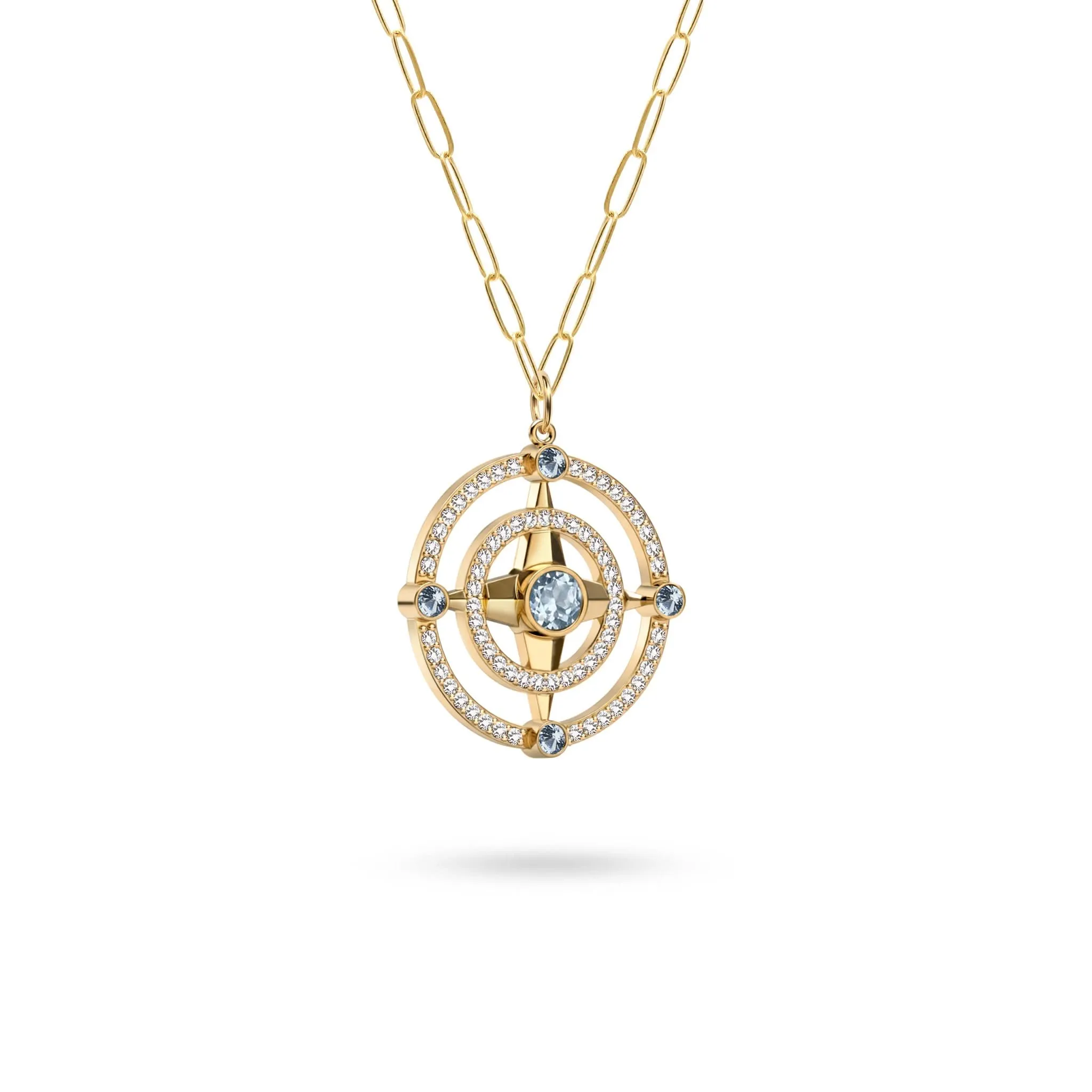 Compass Aquamarine & Diamond Pendant in 14k Gold (March) sold by Haverhill product image thumbnail 4