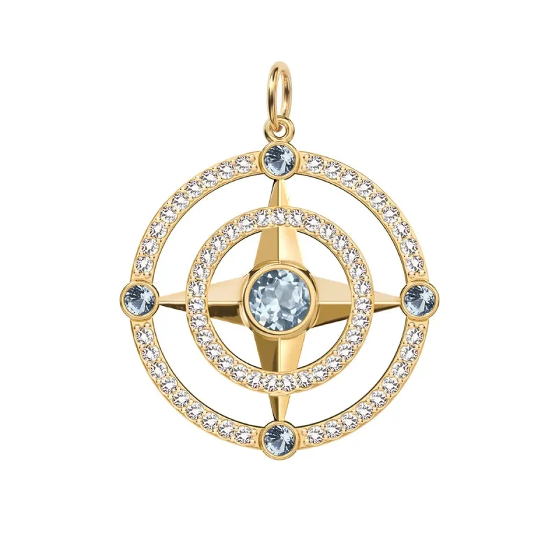 Compass Aquamarine & Diamond Pendant in 14k Gold (March) made by Haverhill