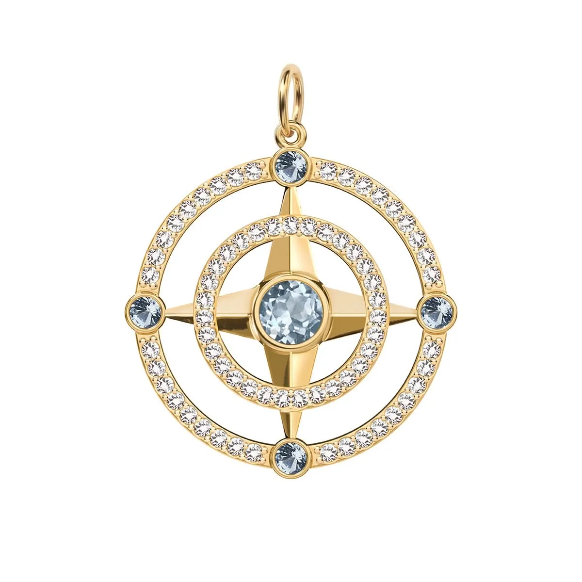 Compass Aquamarine & Diamond Pendant in 14k Gold (March) sold by Haverhill