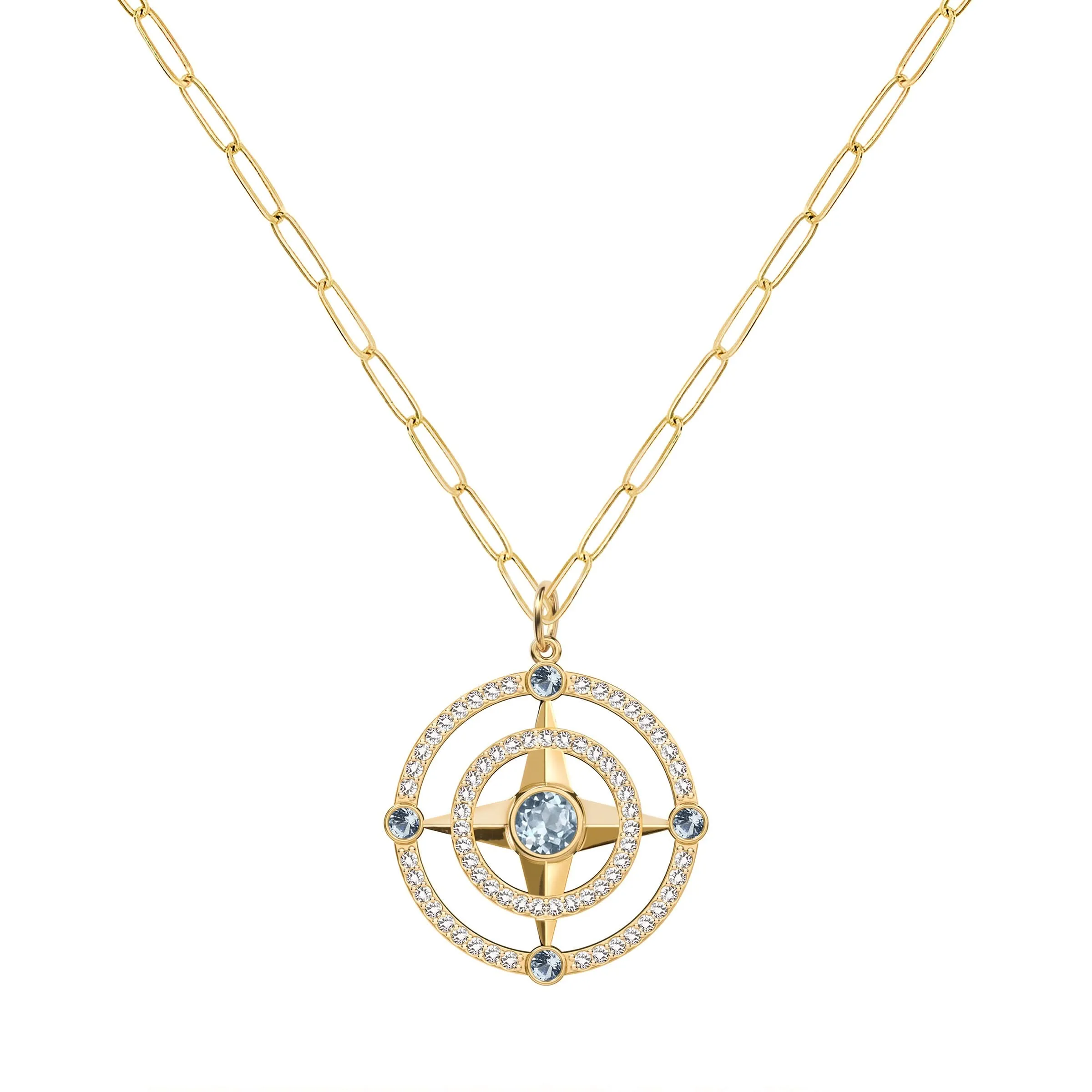 Compass Aquamarine & Diamond Pendant in 14k Gold (March) sold by Haverhill product image thumbnail 5