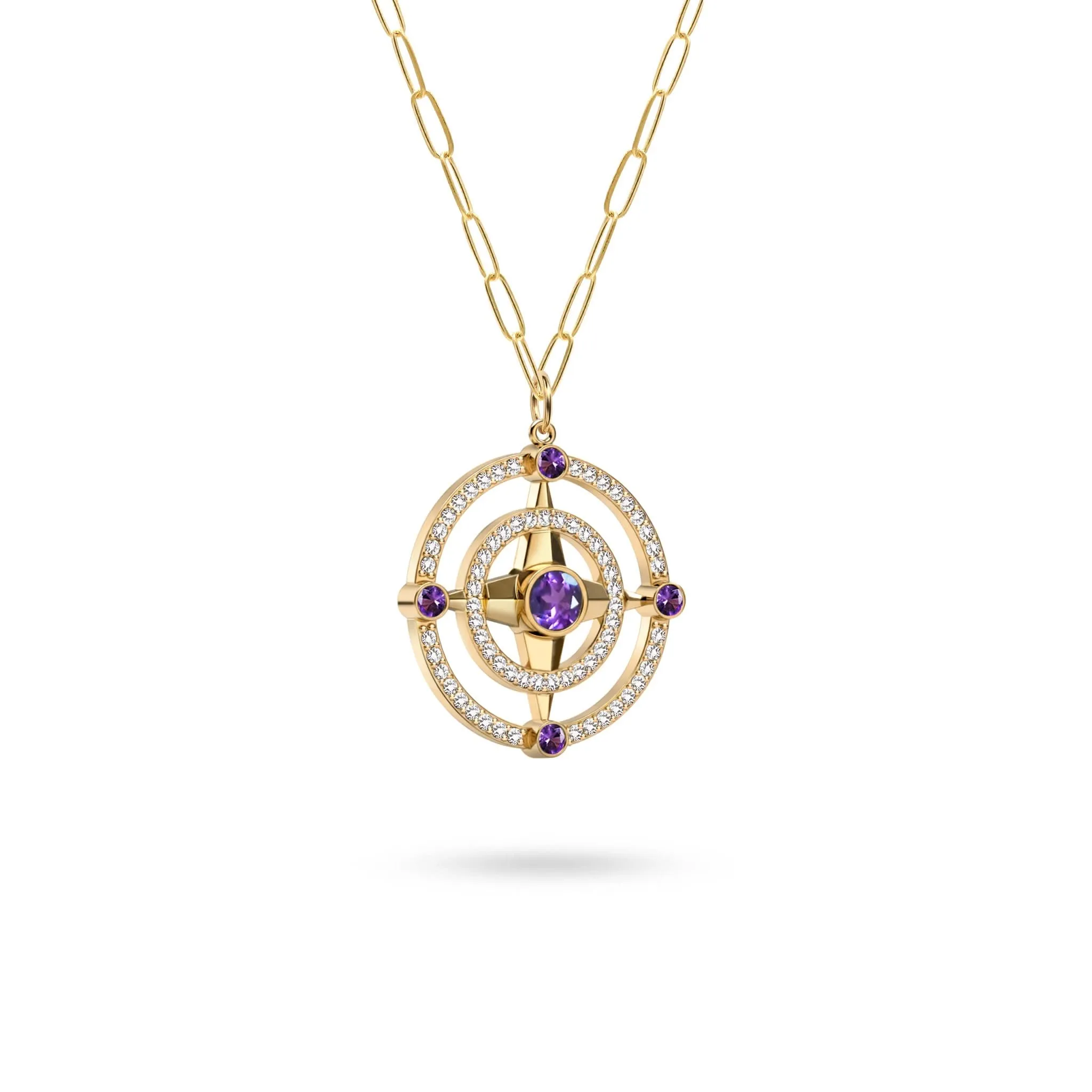 Compass Amethyst & Diamond Pendant in 14k Gold (February) sold by Haverhill product image thumbnail 4