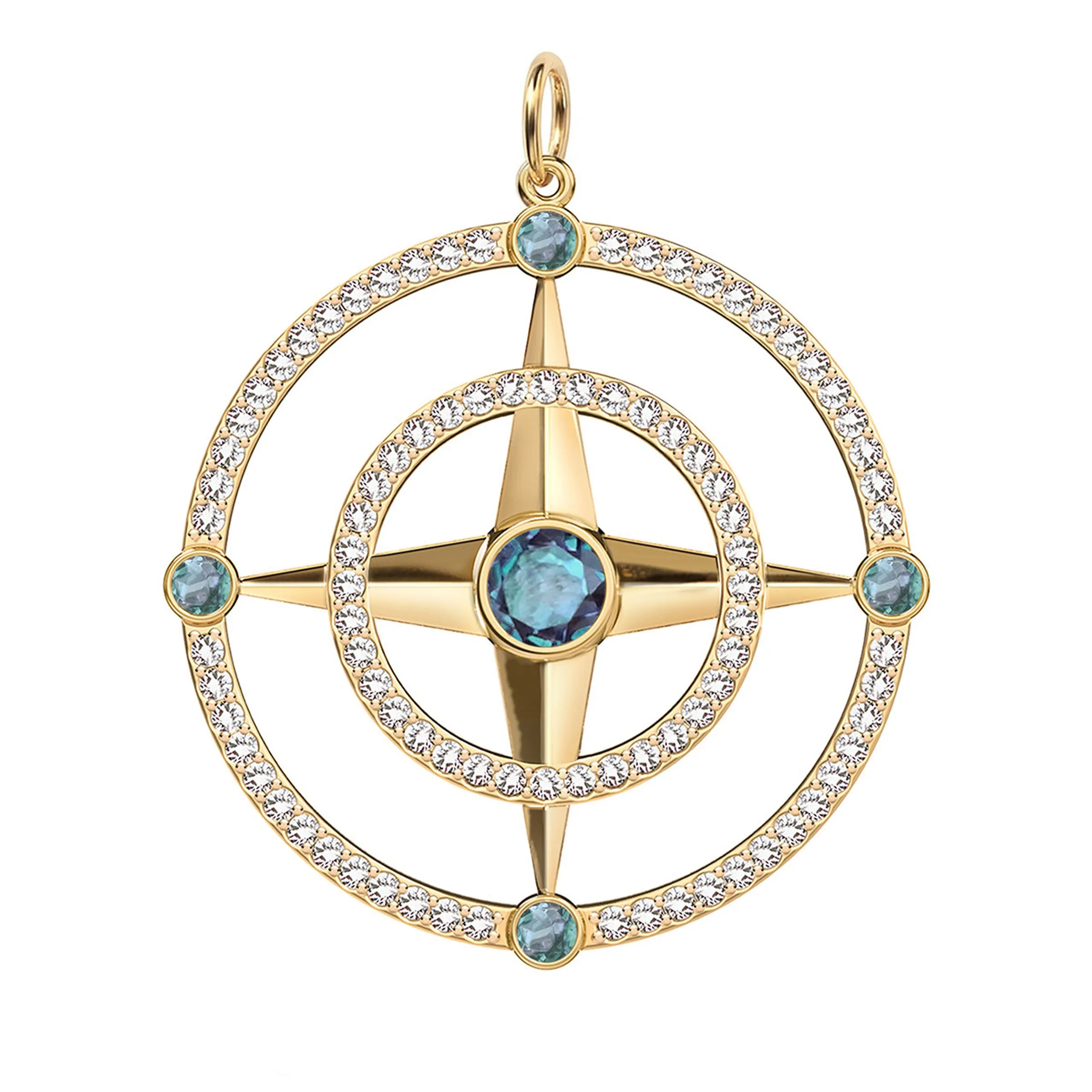 Large Compass Alexandrite & Diamond Pendant in 14k Gold (June) sold by Haverhill