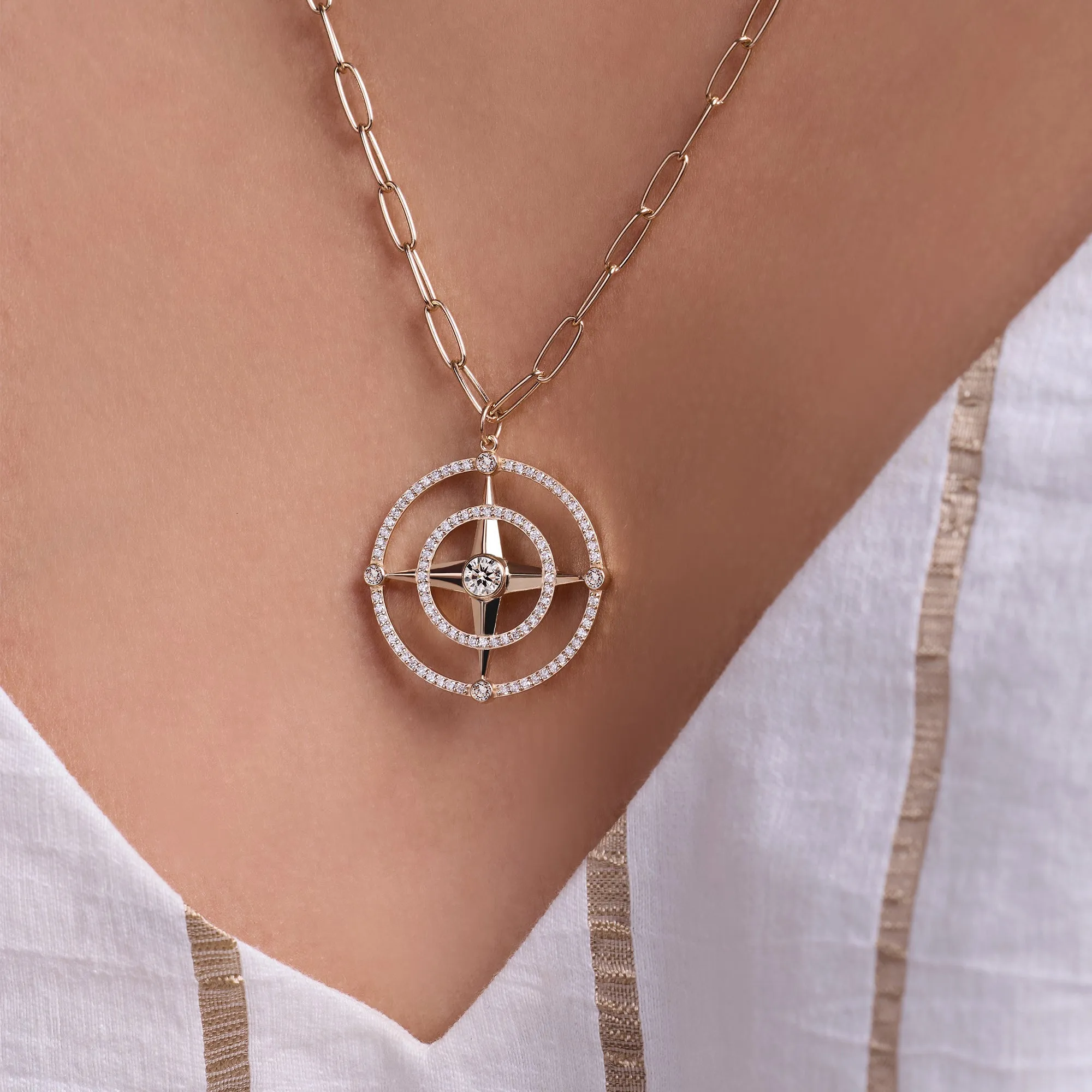 Large Compass Diamond Pendant in 14k Gold (April) sold by Haverhill product image thumbnail 3