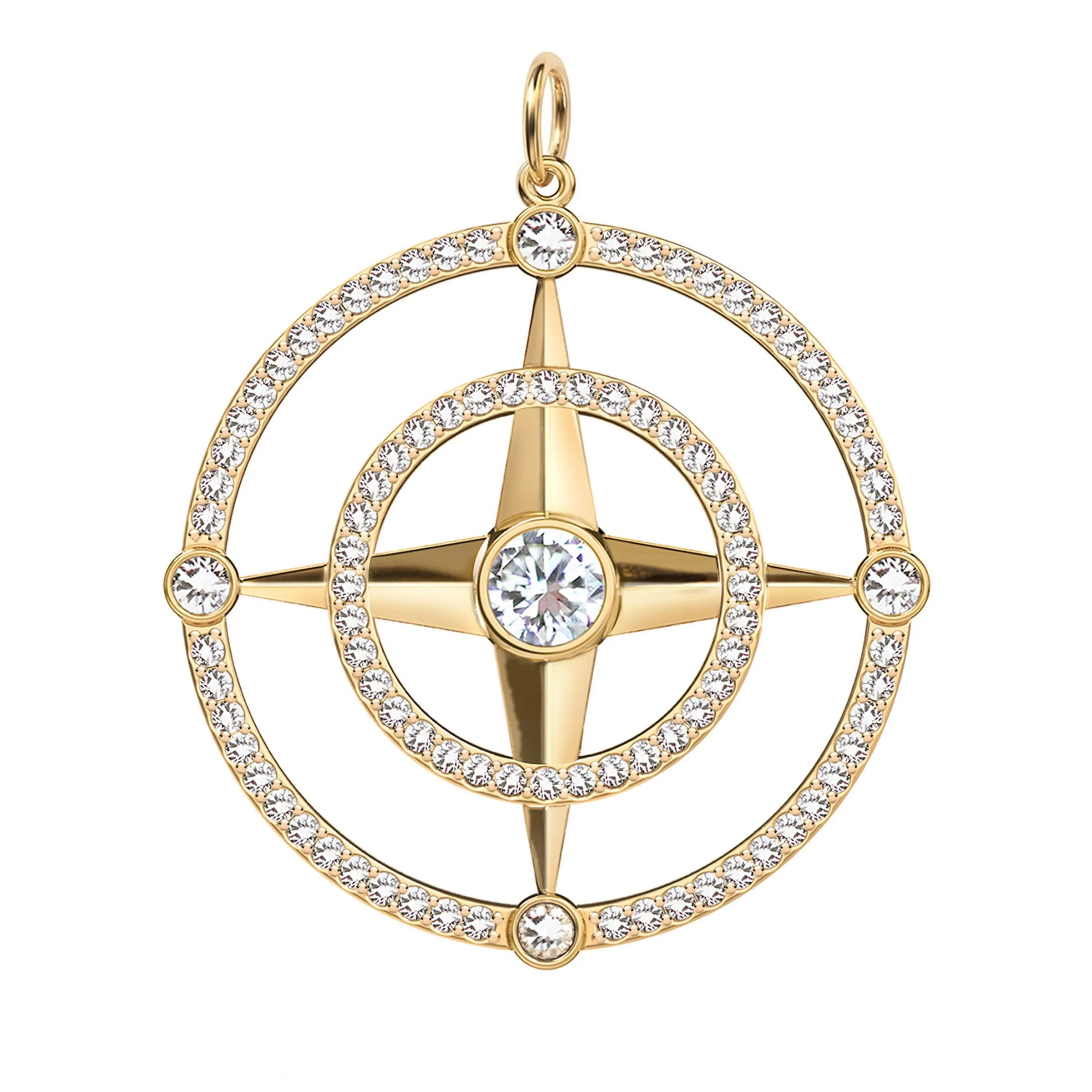 Large Compass Diamond Pendant in 14k Gold (April) sold by Haverhill