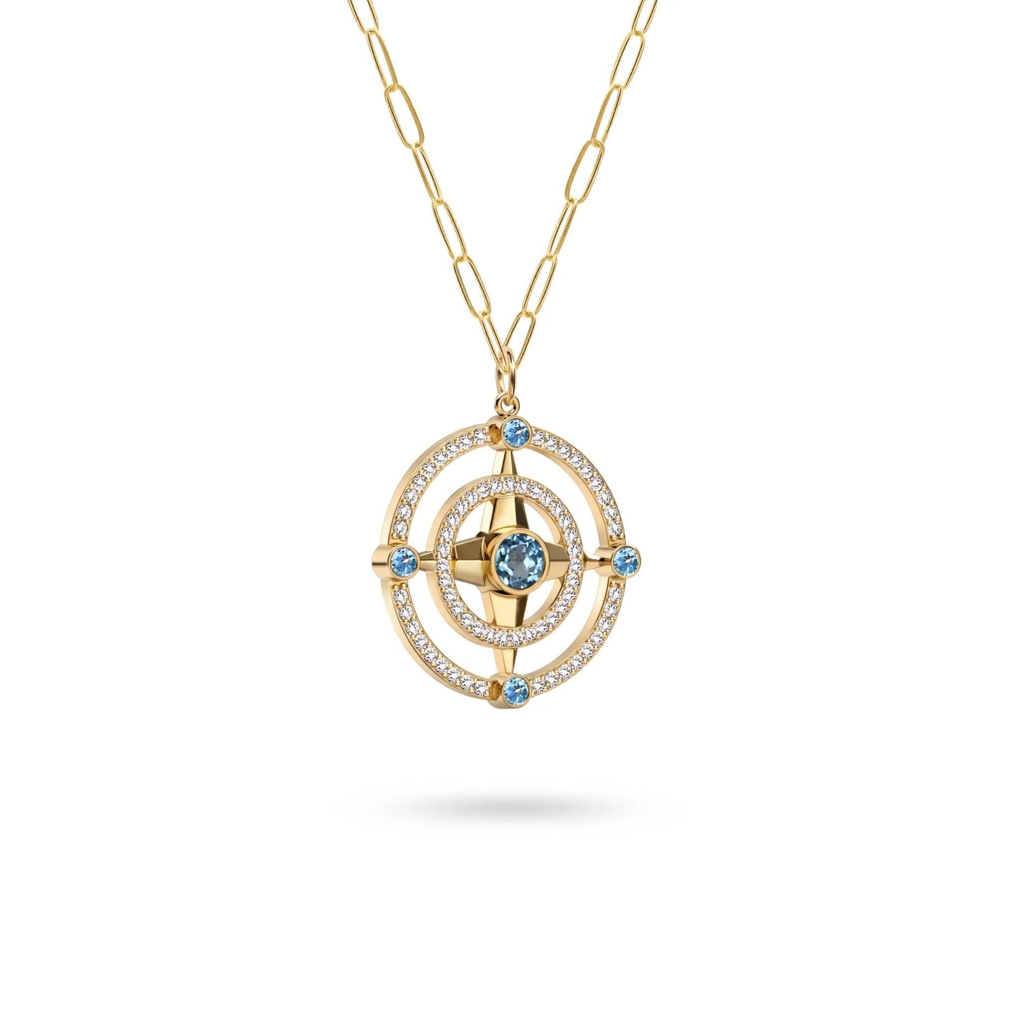 Compass Nantucket Blue Topaz & Diamond Pendant in 14k Gold (December) sold by Haverhill product image thumbnail 4