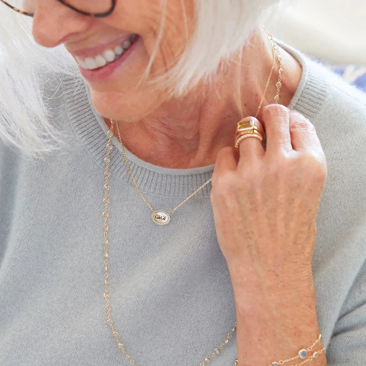 Gigi Pavé Oval Necklace in 14k Gold sold by Haverhill product image thumbnail 2