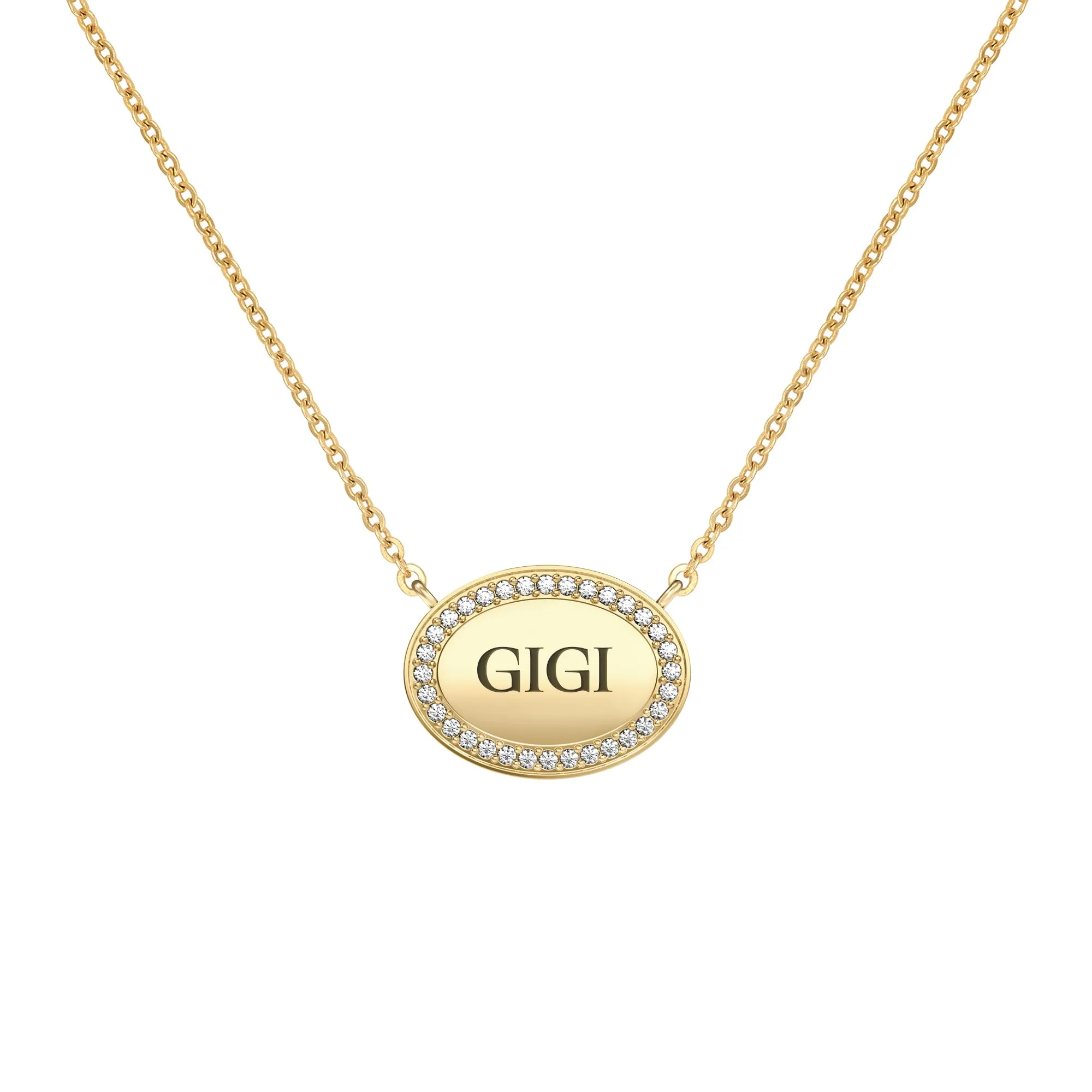 Gigi Pavé Oval Necklace in 14k Gold sold by Haverhill