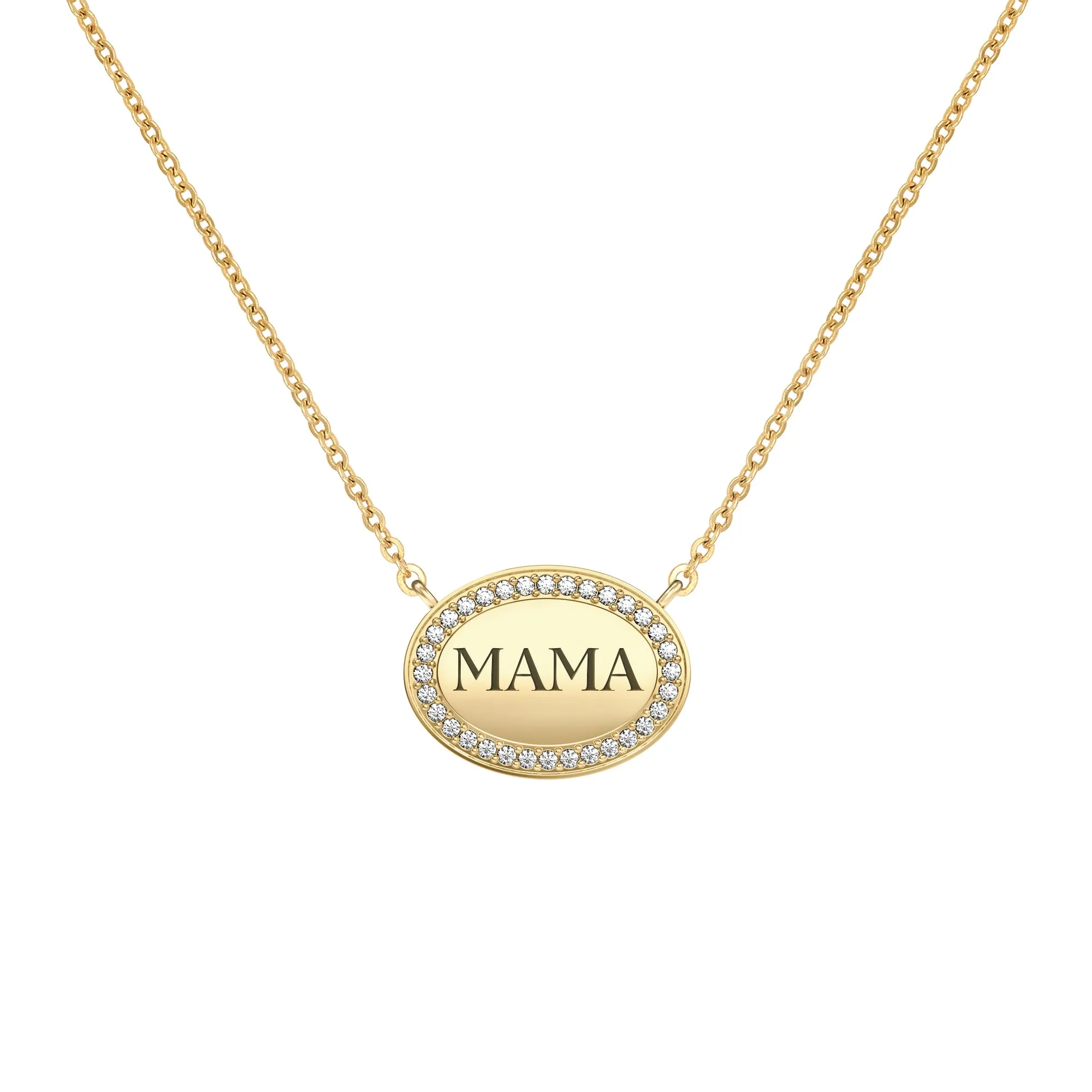 Mama Pavé Oval Necklace in 14k Gold sold by Haverhill