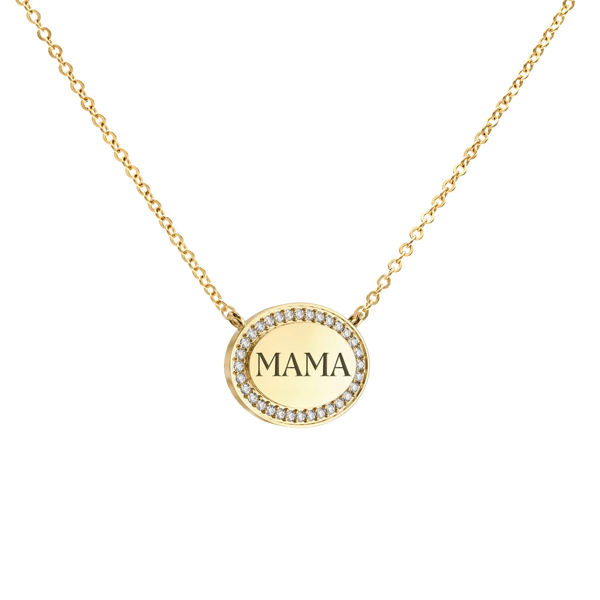 Mama Pavé Oval Necklace in 14k Gold sold by Haverhill product image thumbnail 4