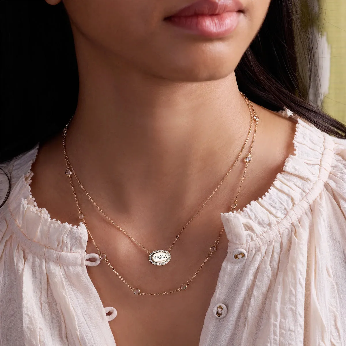 Mama Pavé Oval Necklace in 14k Gold sold by Haverhill product image thumbnail 2