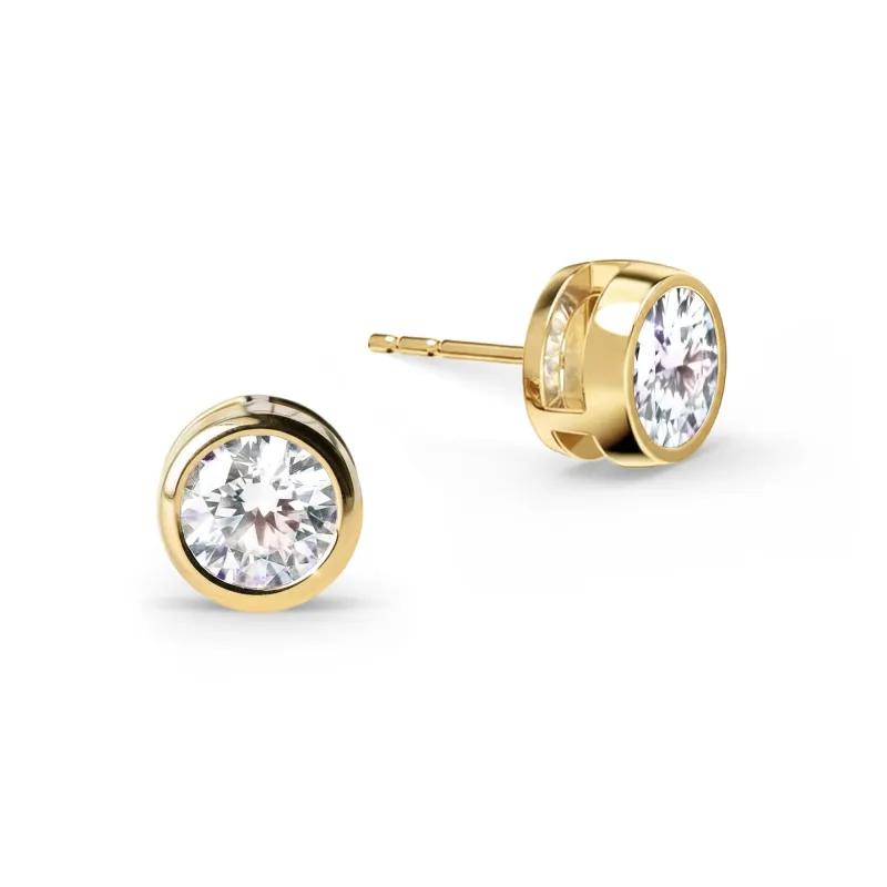 Jamestown Birthstone Stud Earrings in 14k Gold made by Haverhill