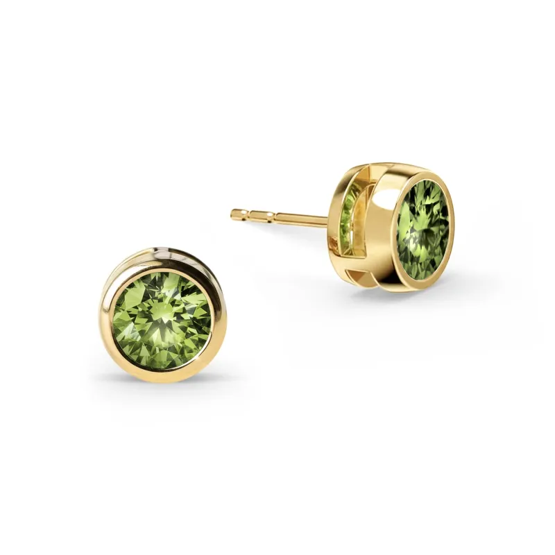 Jamestown Peridot Stud Earrings in 14k Gold (August) made by Haverhill