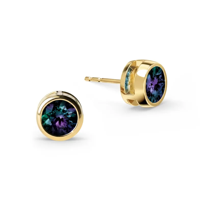 Jamestown Alexandrite Stud Earrings in 14k Gold (June) made by Haverhill