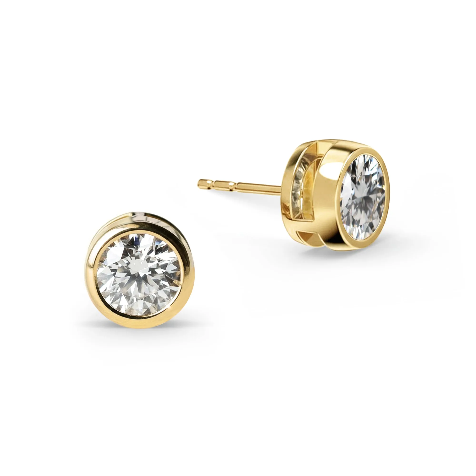 Jamestown White Topaz Stud Earrings in 14k Gold (April) sold by Haverhill