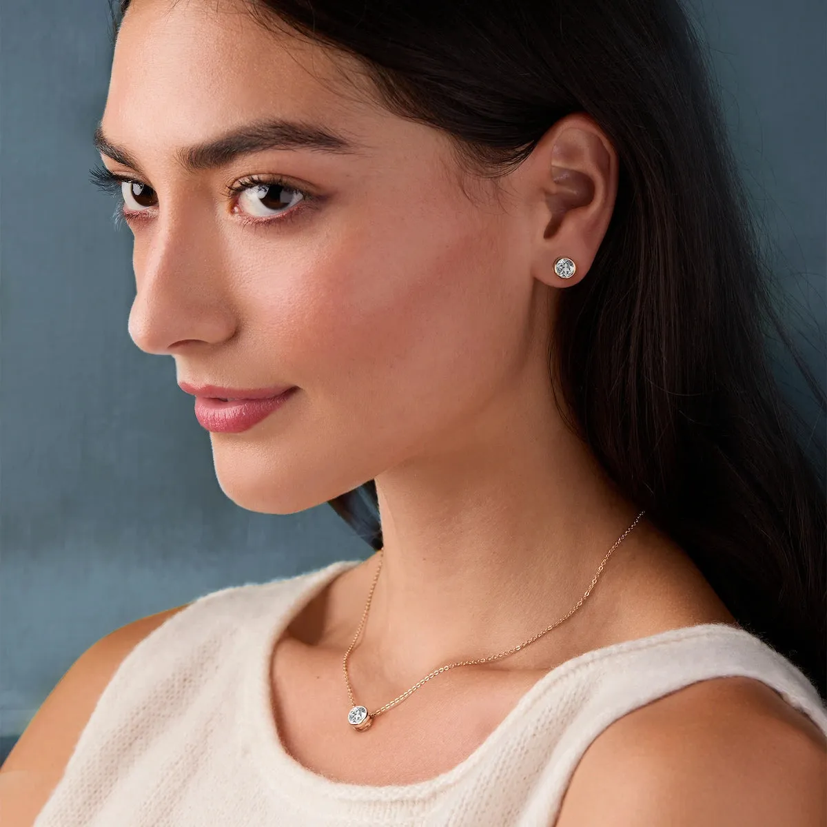 Jamestown White Topaz Stud Earrings in 14k Gold (April) sold by Haverhill product image thumbnail 2