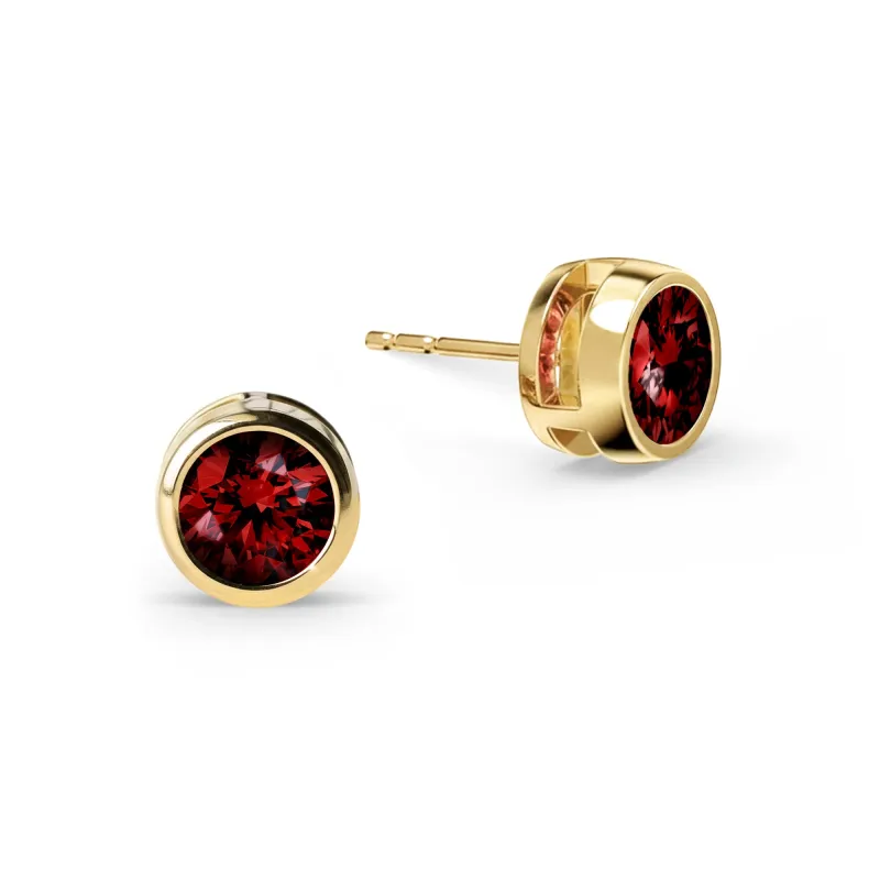 Jamestown Garnet Stud Earrings in 14k Gold (January) made by Haverhill