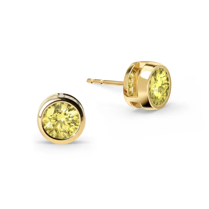 Jamestown Lemon Verbena Quartz Stud Earrings in 14k Gold (August) made by Haverhill
