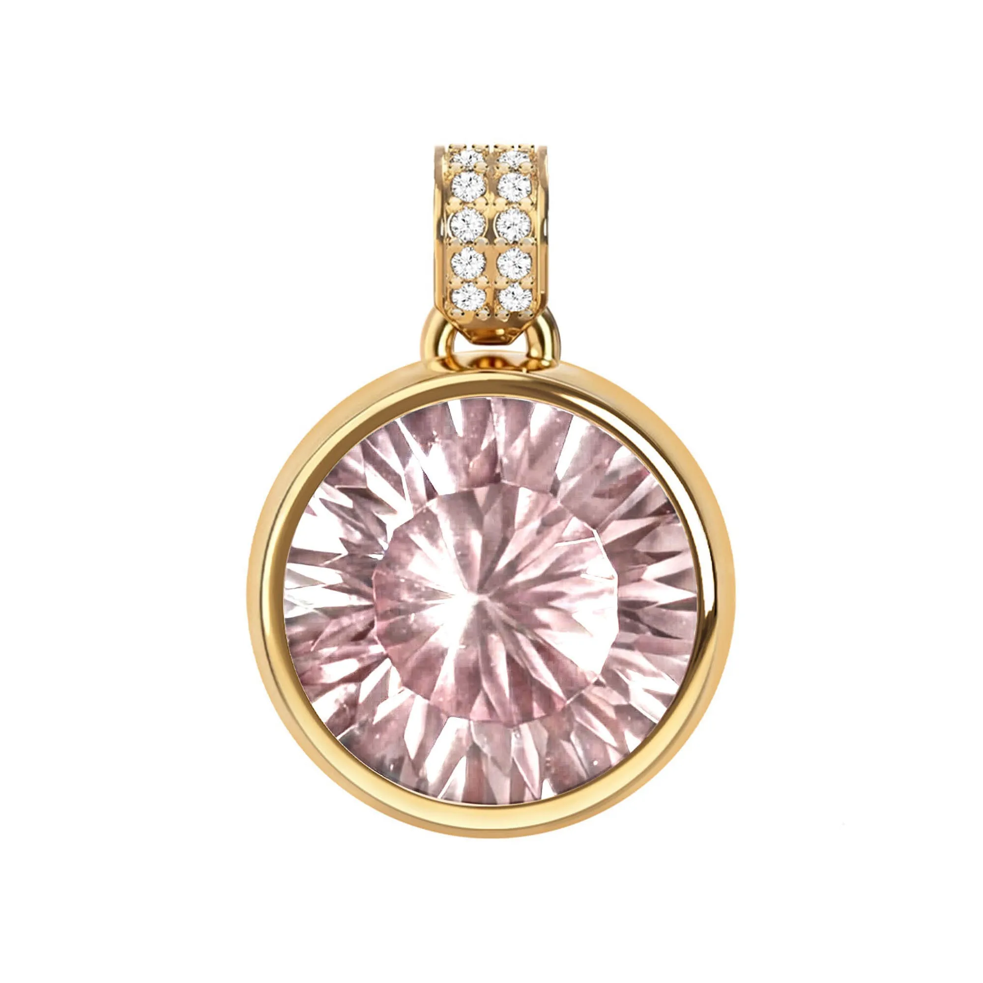Jamestown Blush Sapphire Pendant with Diamond Bail in 14k Gold (October) sold by Haverhill