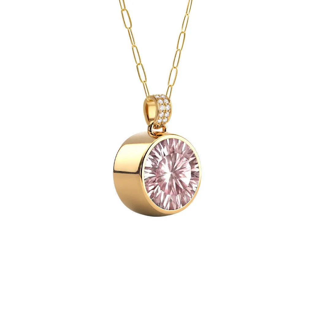 Jamestown Blush Sapphire Pendant with Diamond Bail in 14k Gold (October) sold by Haverhill product image thumbnail 5