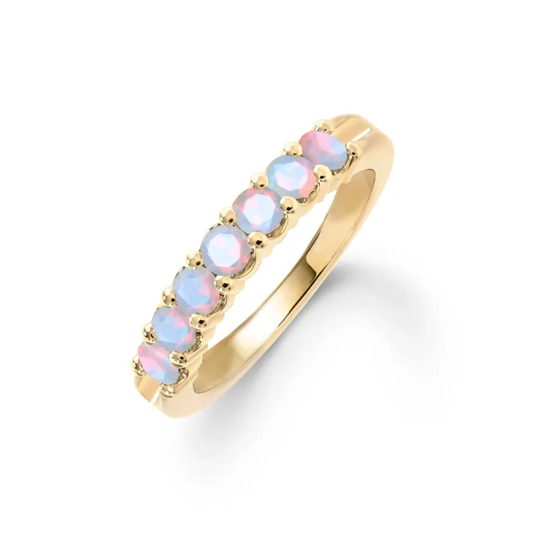 Rosecliff Luxe Opal Stackable Ring in 14k Gold (October) made by Haverhill