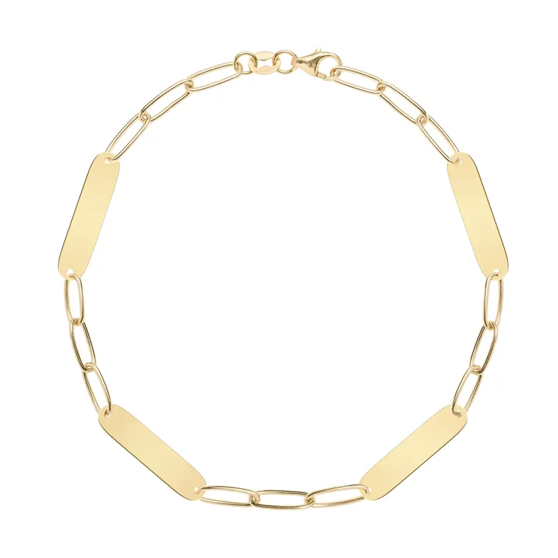 Large 4 Nameplate Bracelet on Adelaide in 14k Gold made by Haverhill