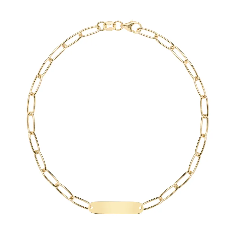 Large 1 Nameplate Bracelet on Adelaide in 14k Gold made by Haverhill