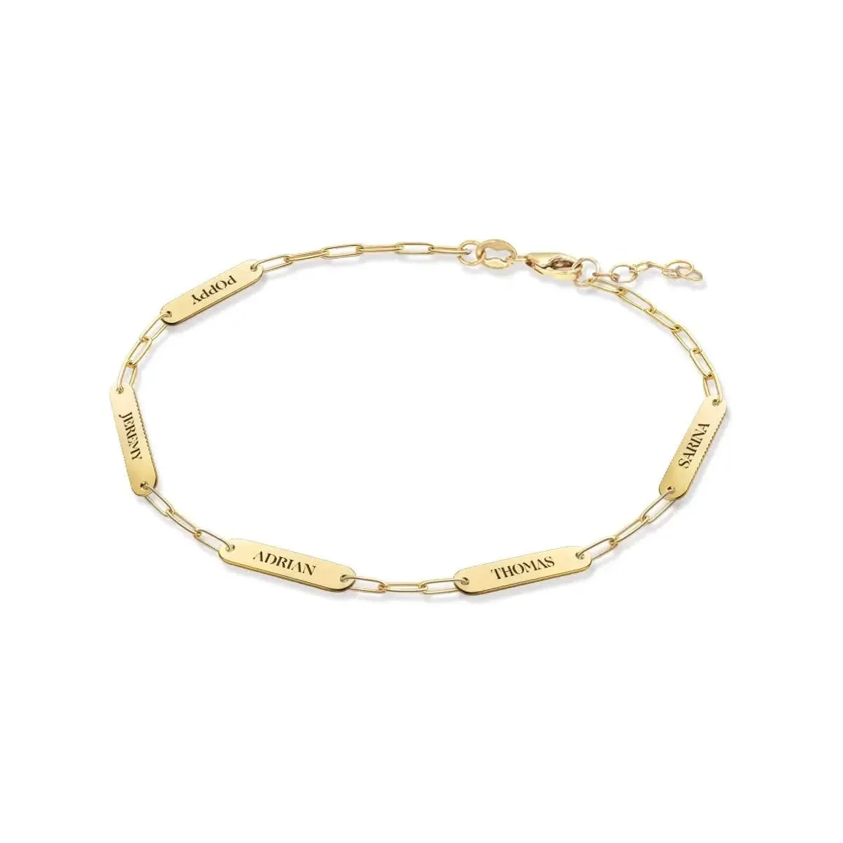 Petite 5 Nameplate Bracelet on Adelaide Mini in 14k Gold sold by Haverhill product image thumbnail 4