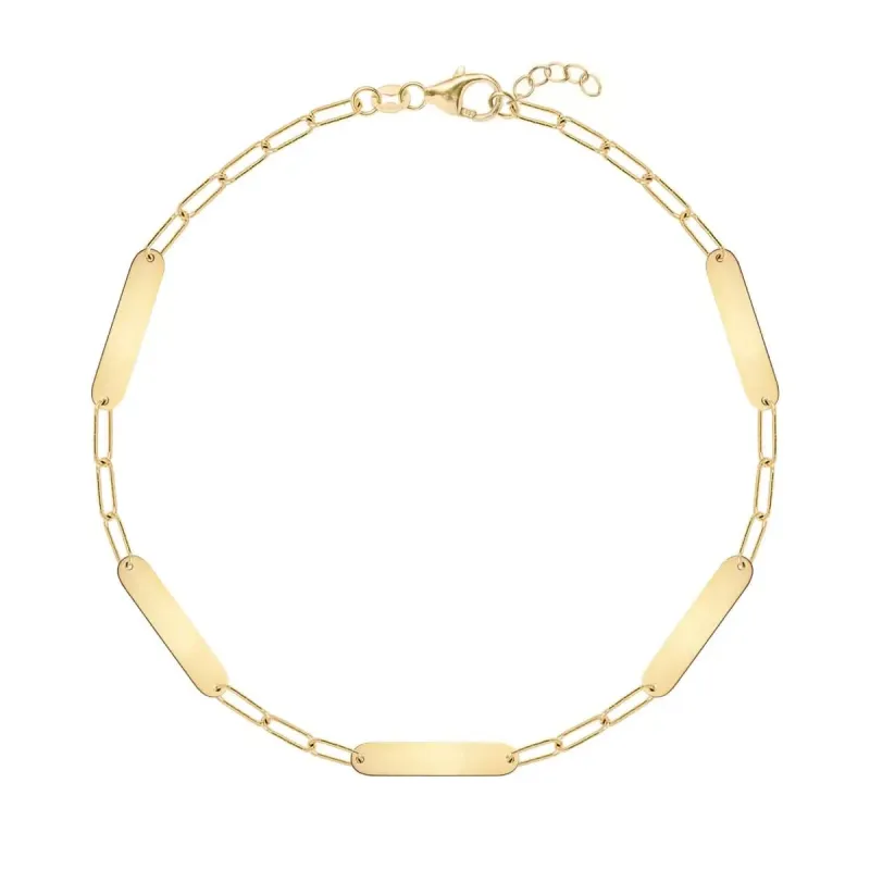 Petite 5 Nameplate Bracelet on Adelaide Mini in 14k Gold made by Haverhill