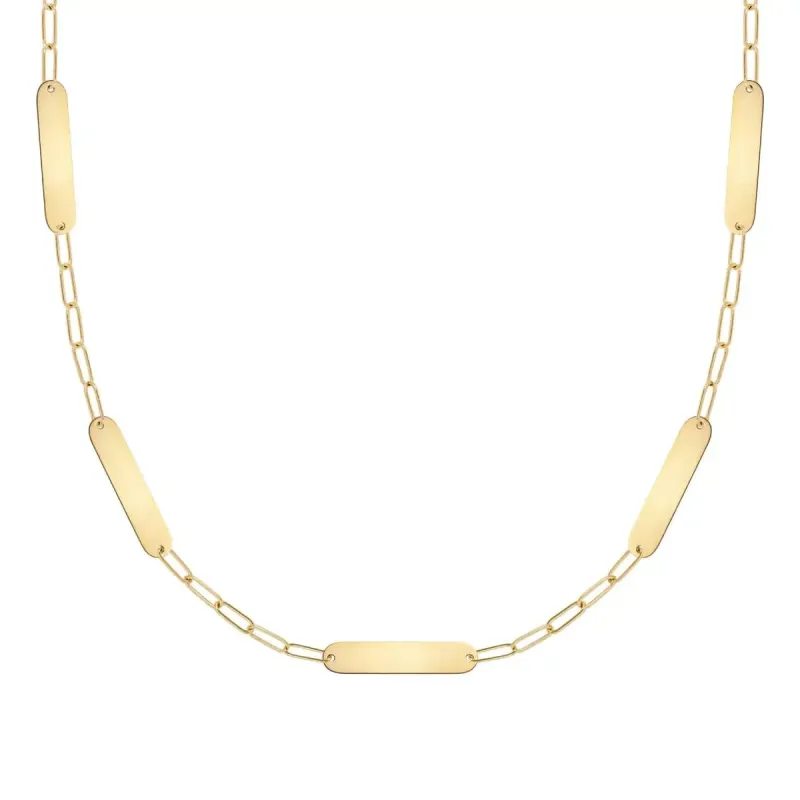 Petite 5 Nameplate Necklace on Adelaide Mini in 14k Gold made by Haverhill