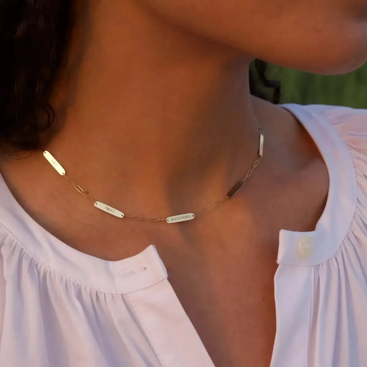 Petite 5 Nameplate Necklace on Adelaide Mini in 14k Gold sold by Haverhill product image thumbnail 3