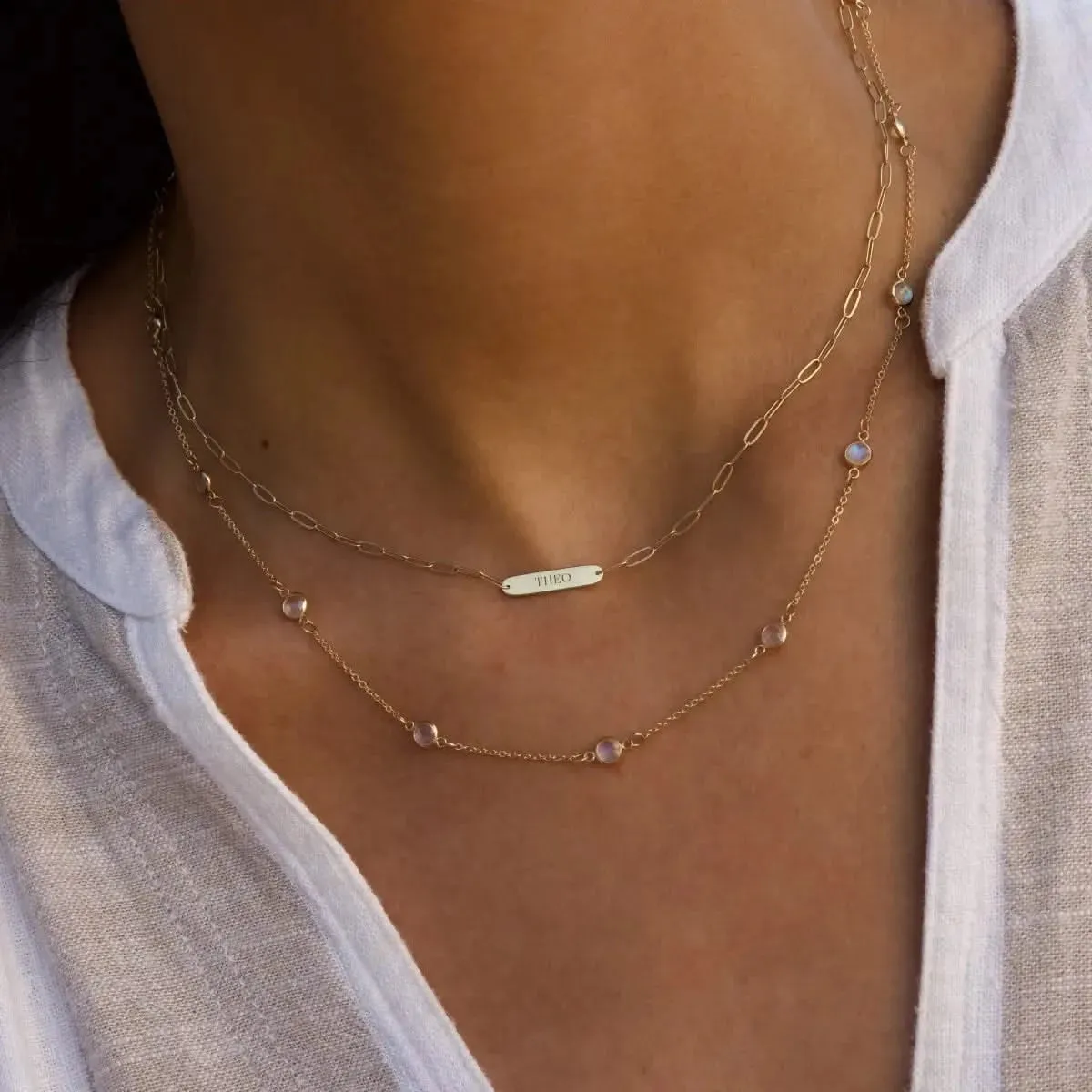 Petite 1 Nameplate Necklace on Adelaide Mini in 14k Gold sold by Haverhill product image thumbnail 3
