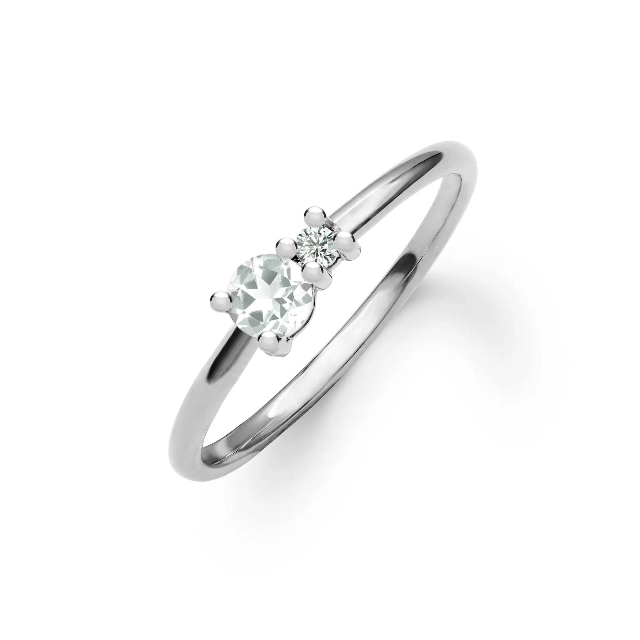 The Vault: Greenwich Solitaire White Topaz & Diamond Ring, White Gold Size 8 sold by Haverhill