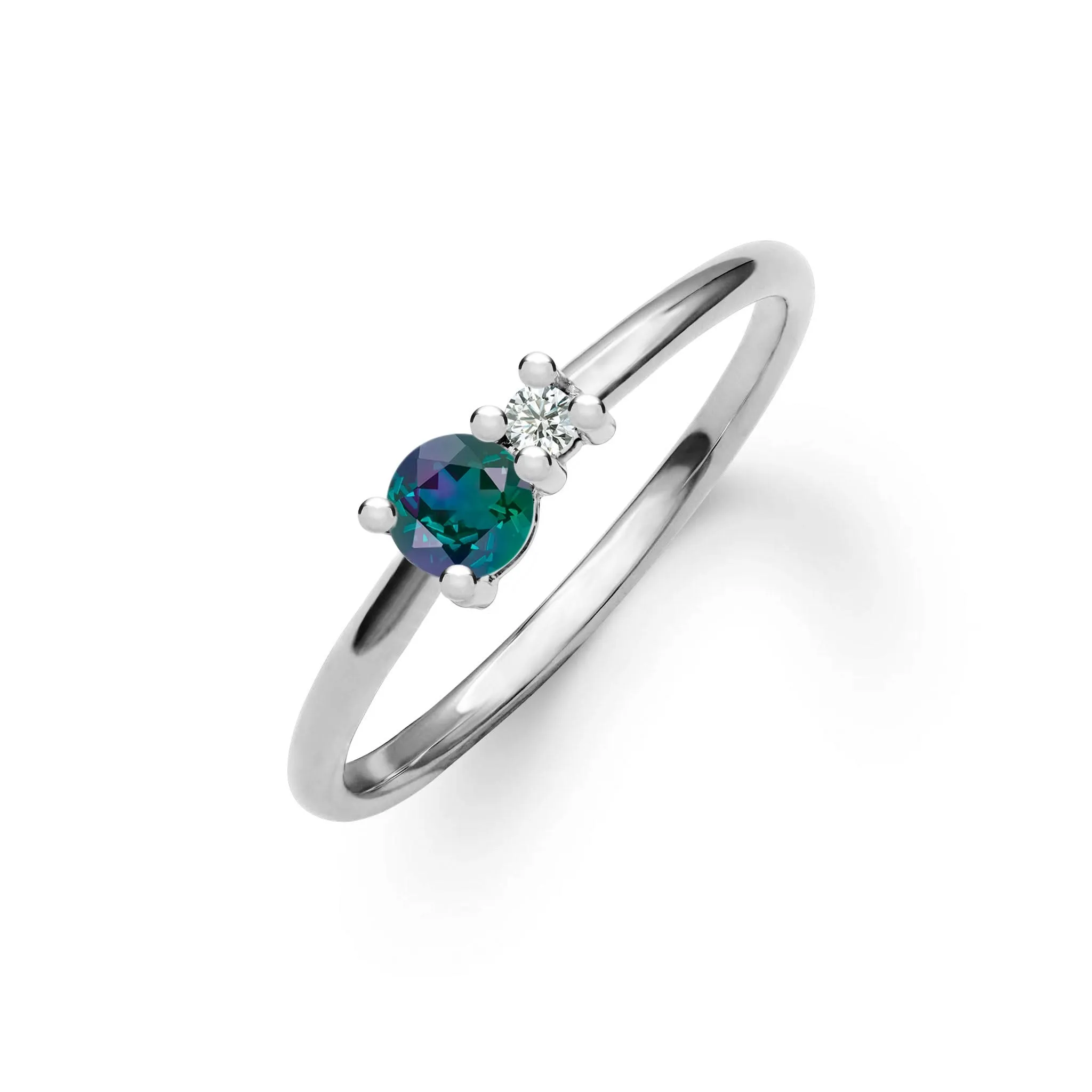 The Vault: Greenwich Solitaire Alexandrite & Diamond Ring, White Gold Size 4.5 sold by Haverhill