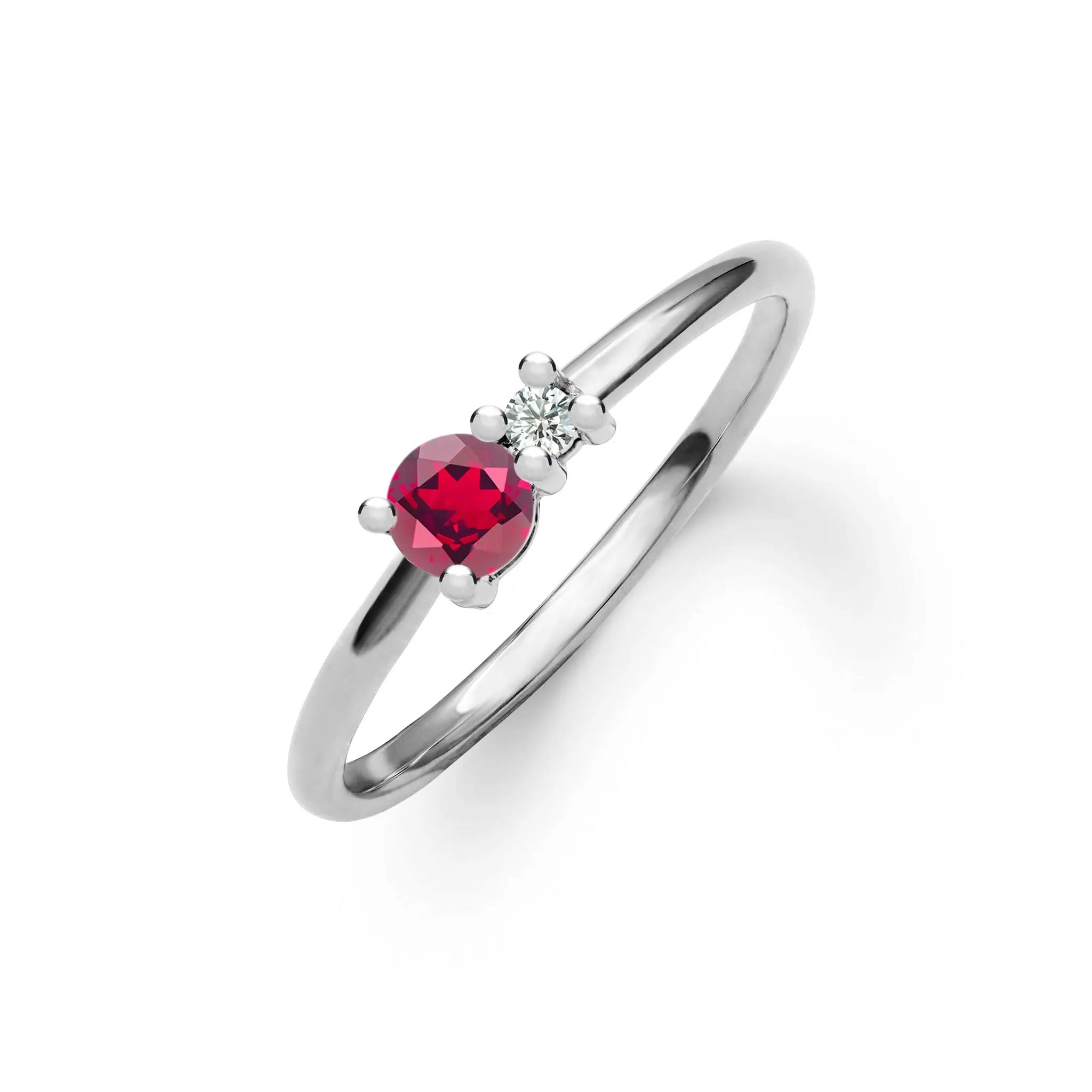 The Vault: Greenwich Solitaire Ruby & Diamond Ring, White Gold Size 4.5 sold by Haverhill